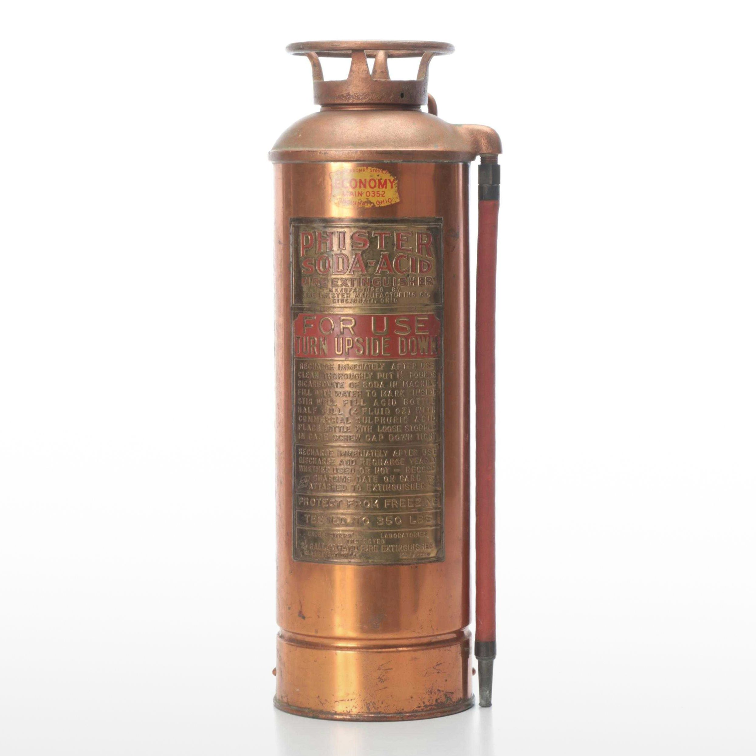 Phister Soda-Acid Copper Fire Extinguisher, Early 20th Century