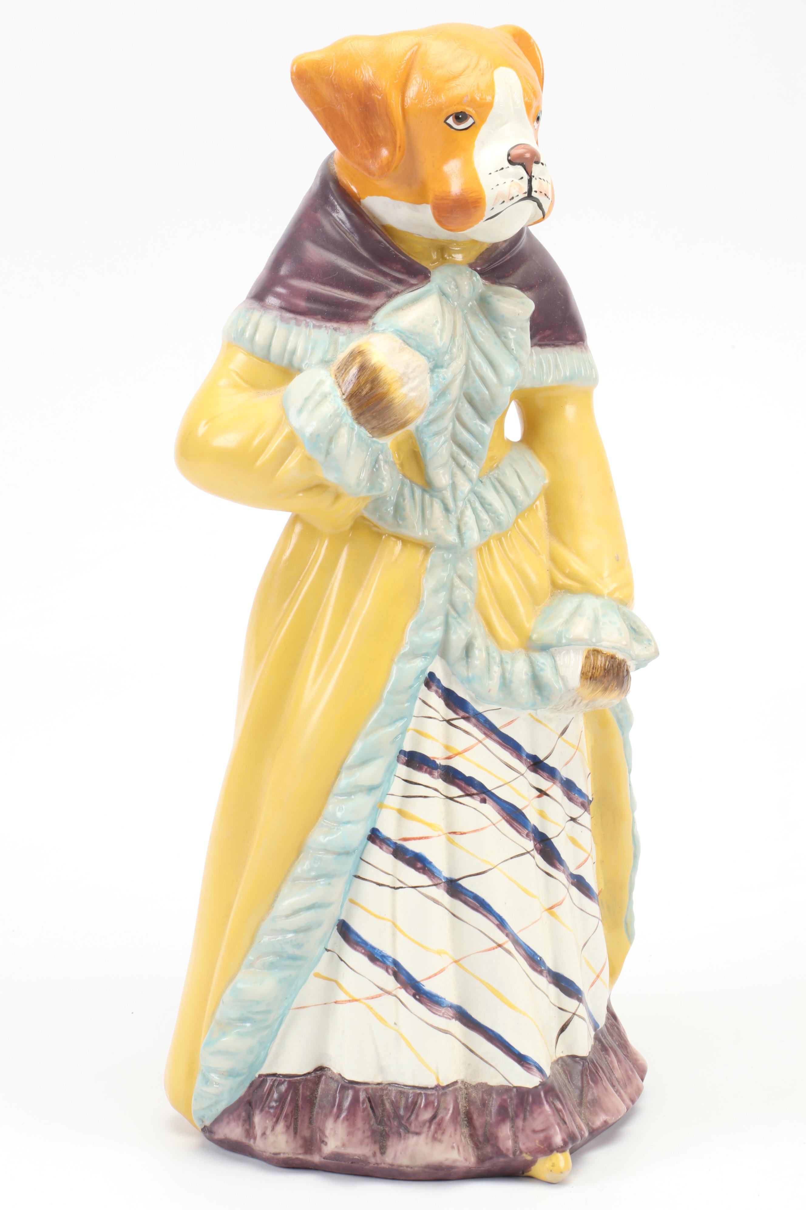 Mann Ceramic "Mrs Watson" Anthropomorphic Boxer Dog in Dress Figurine