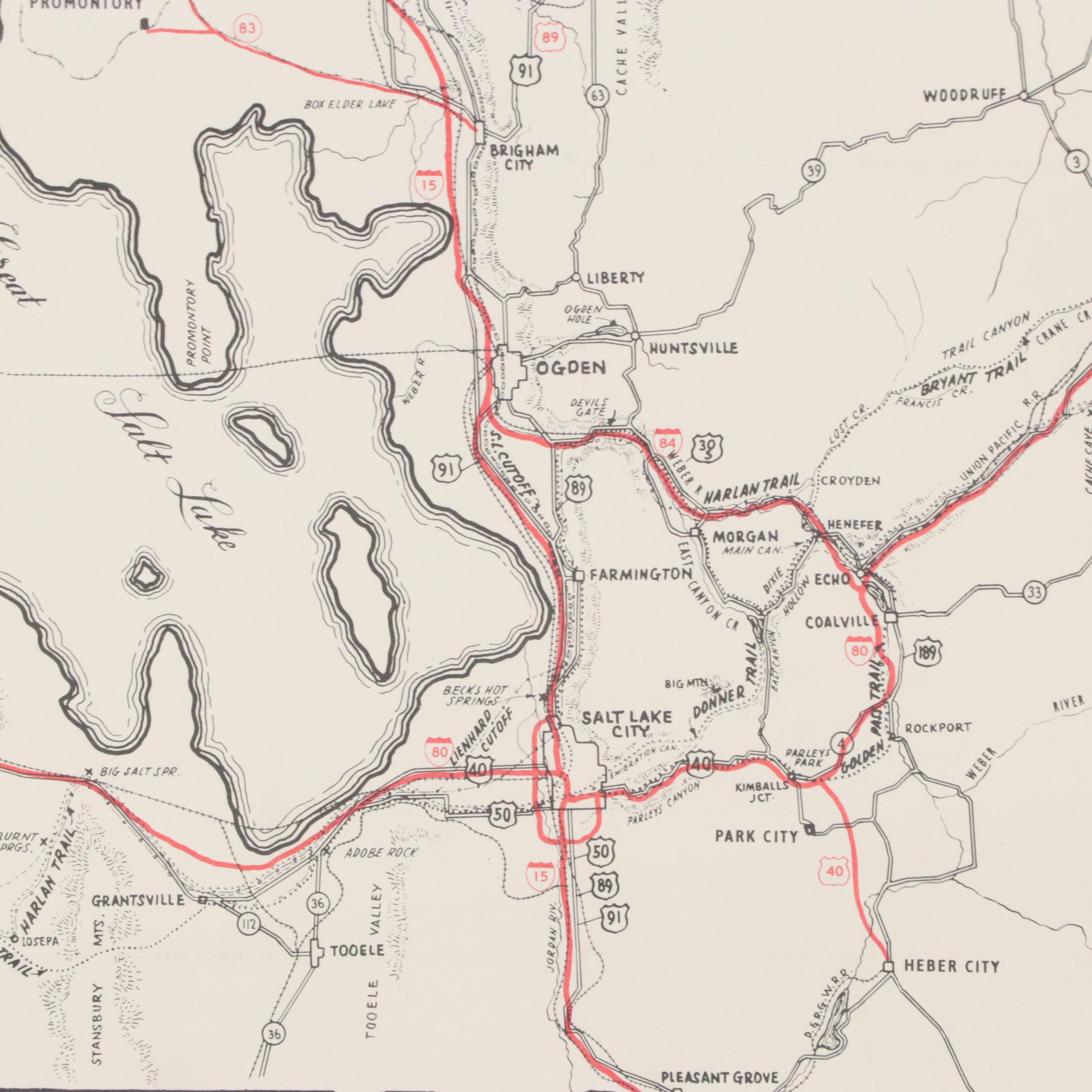 Lithograph Map of Pioneer Trails Across Utah