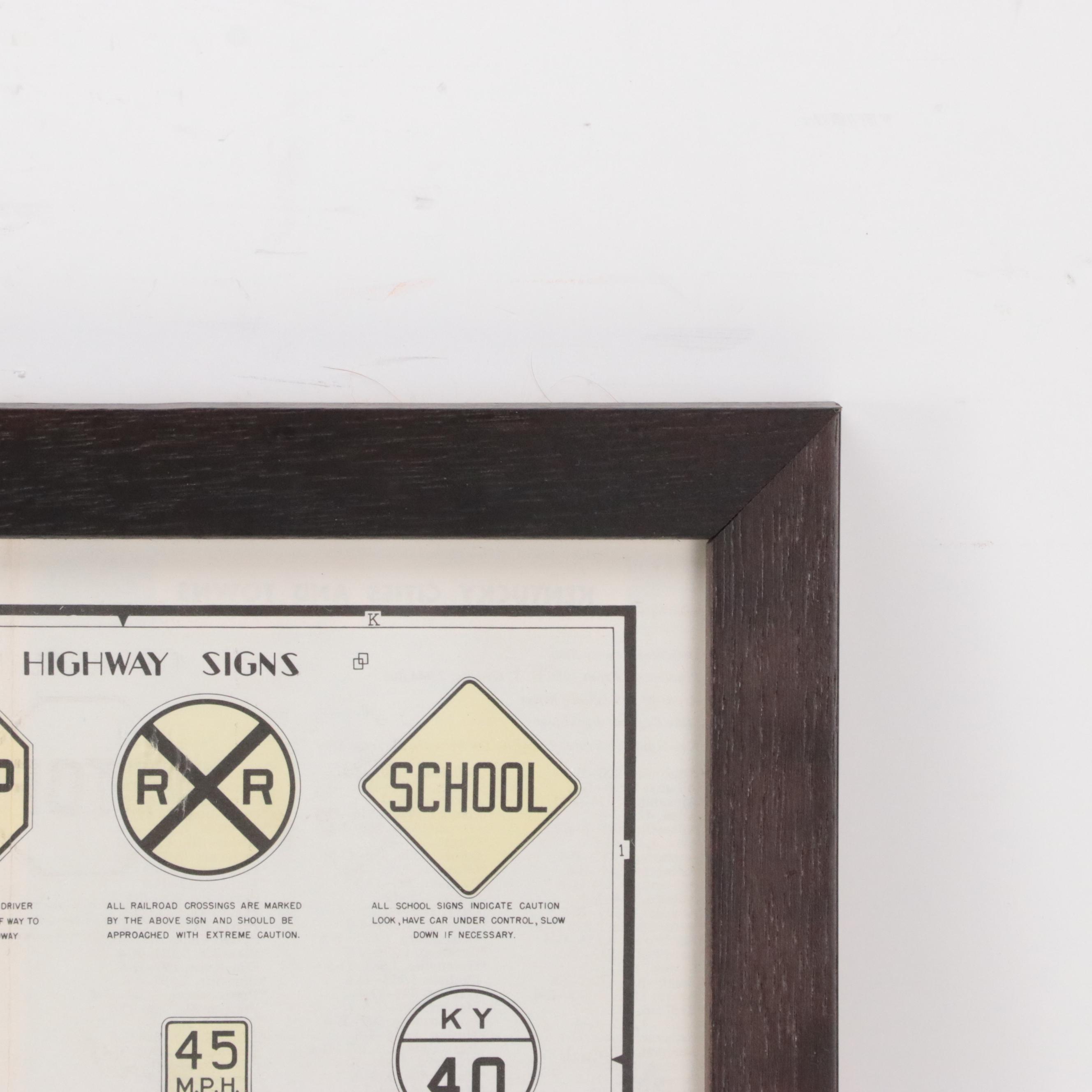 Lithograph Map "Official Kentucky Department of Highways Road Map," 1955