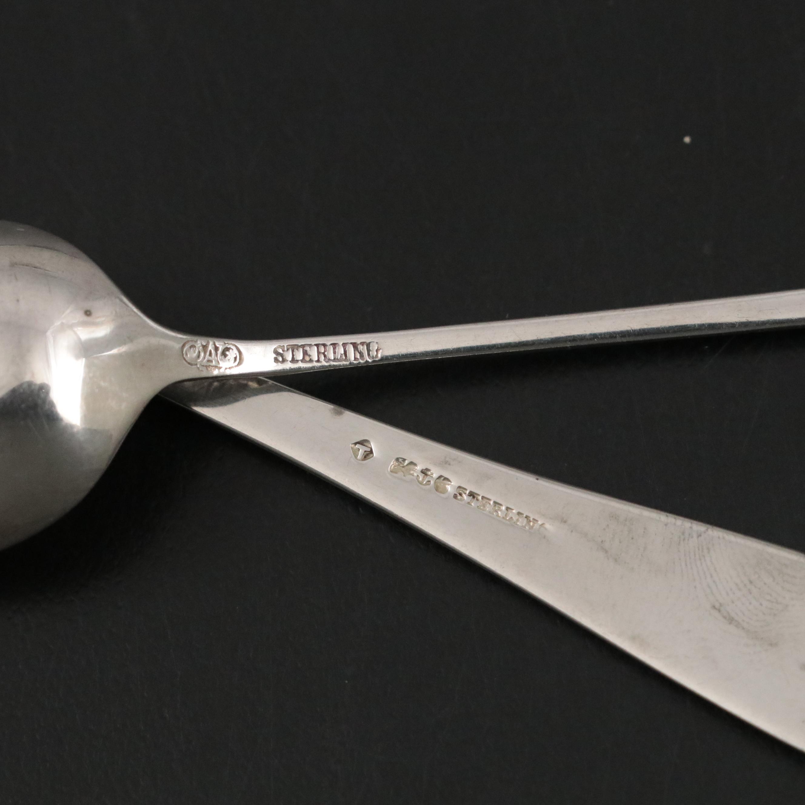 Sterling Silver Demitasse Spoon and Souvenir Spoon with Silver Plate Flatware