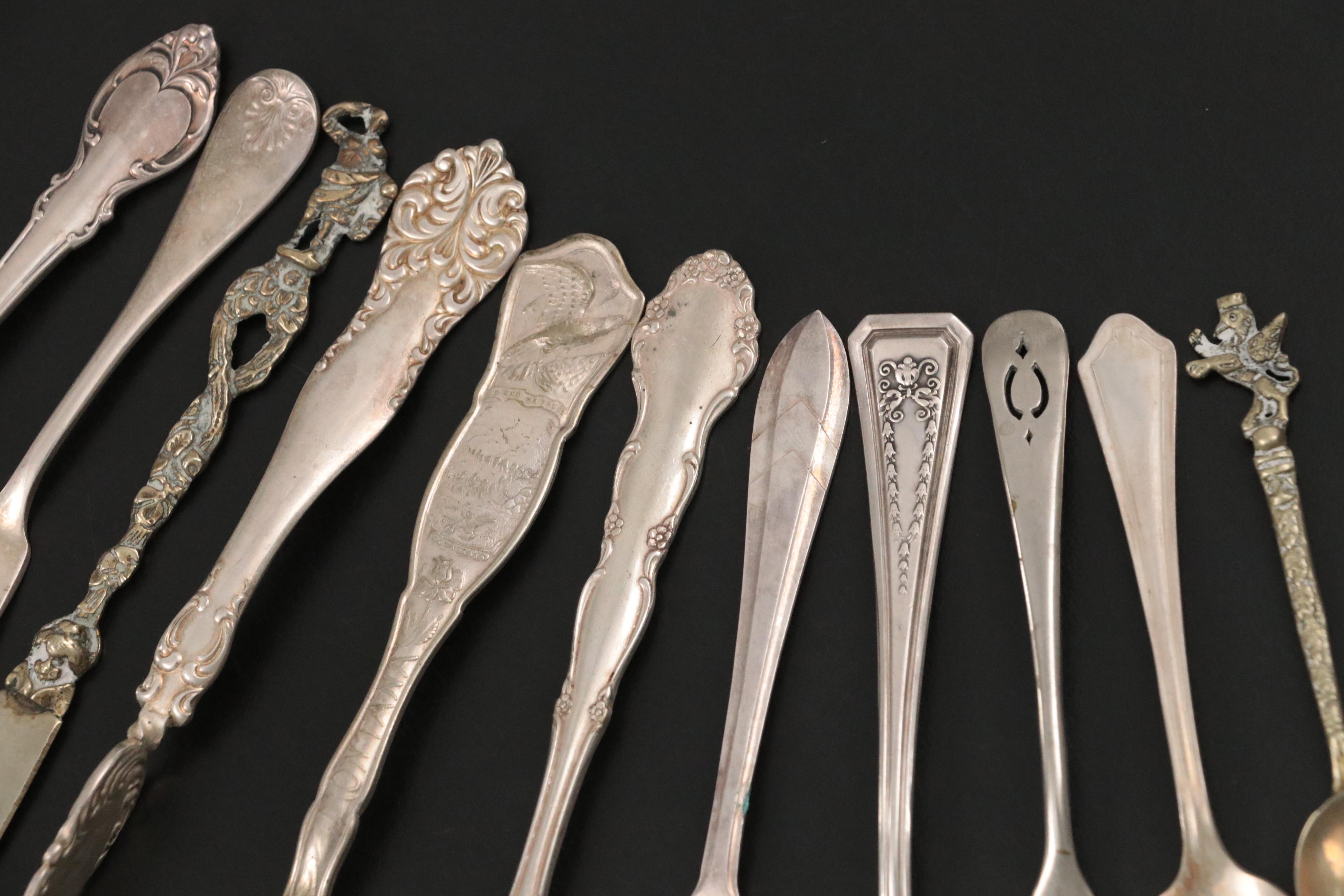 Sterling Silver Demitasse Spoon and Souvenir Spoon with Silver Plate Flatware