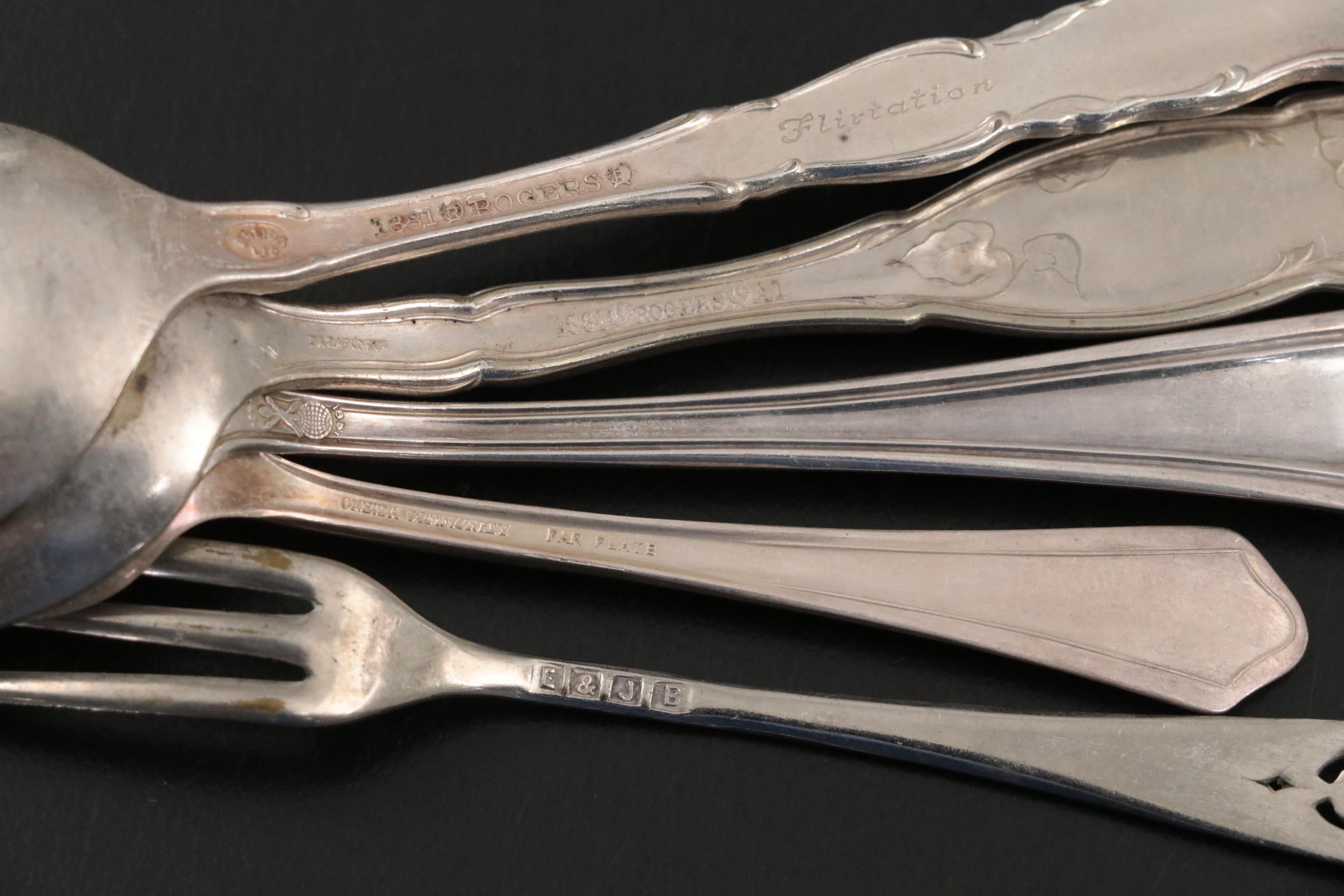 Sterling Silver Demitasse Spoon and Souvenir Spoon with Silver Plate Flatware