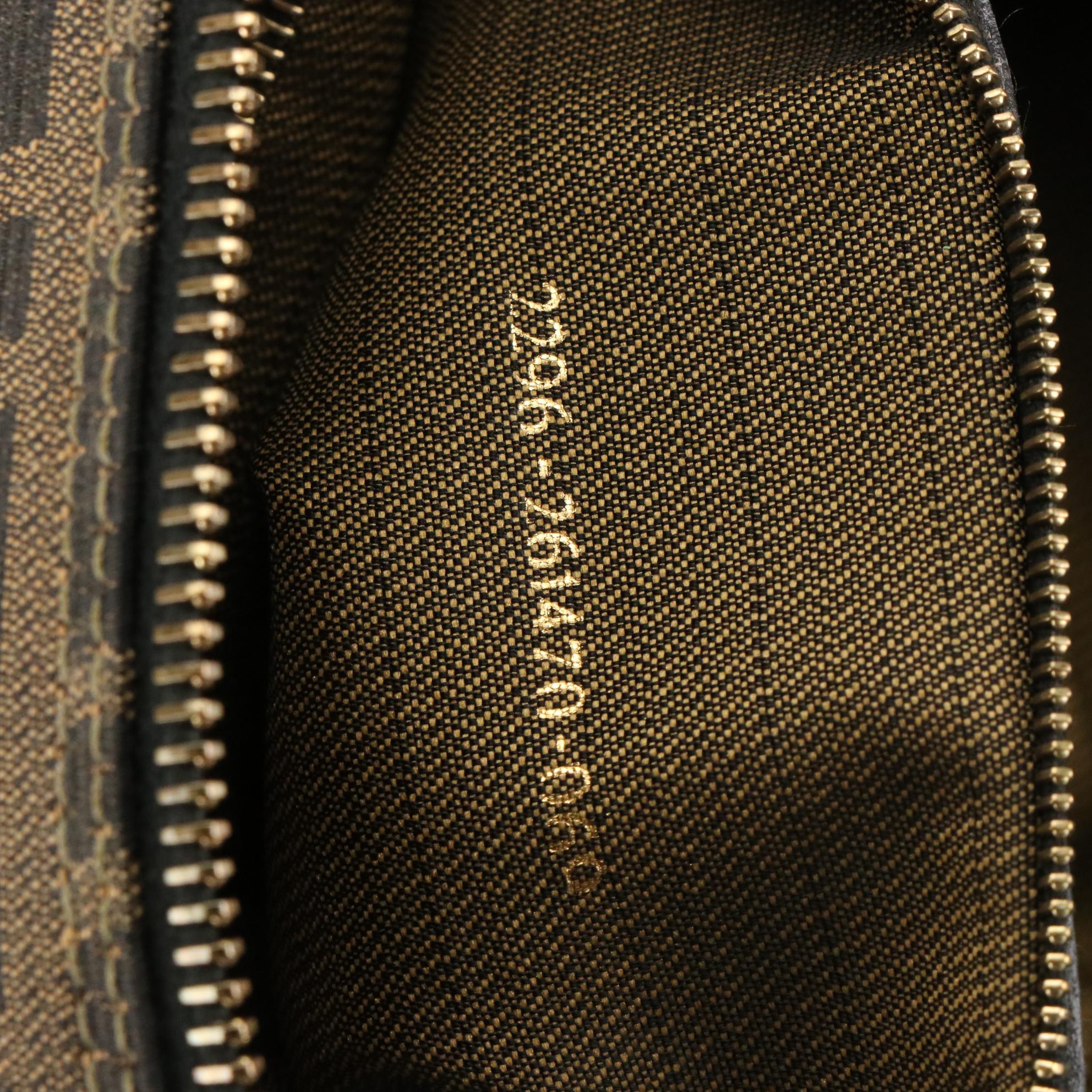 Fendi Zucca Canvas and Black Leather Top Handle Handbag