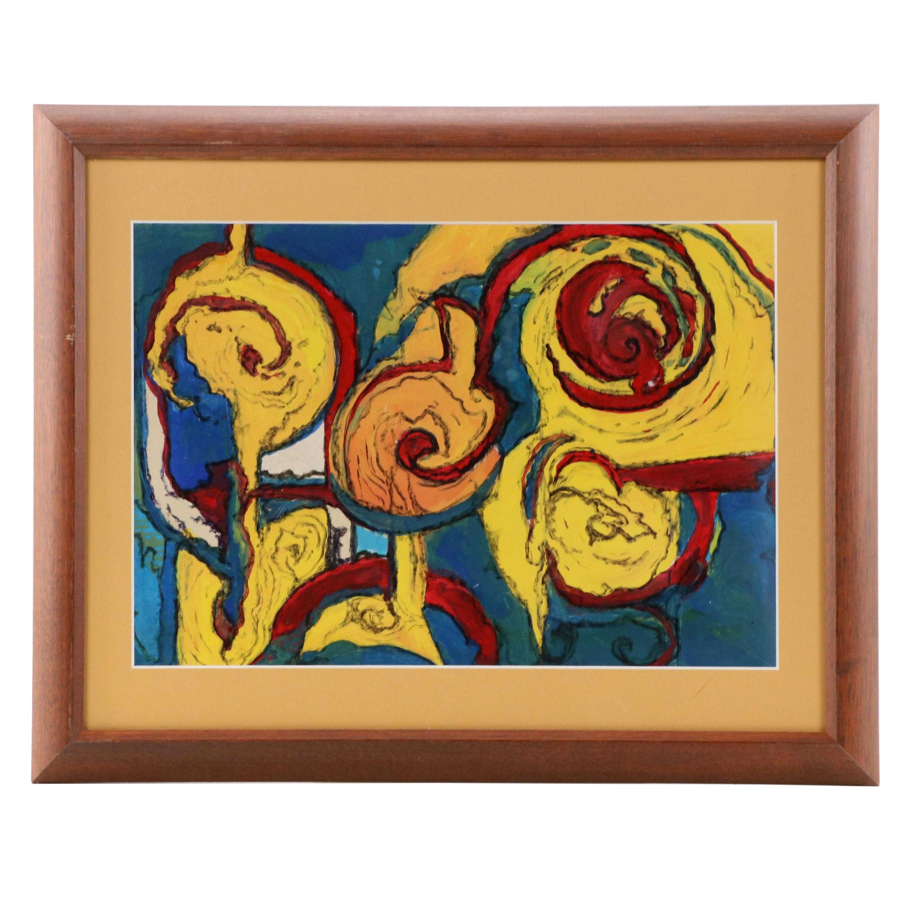 Albert “Alberto” Juliano Abstract Mixed Media Painting