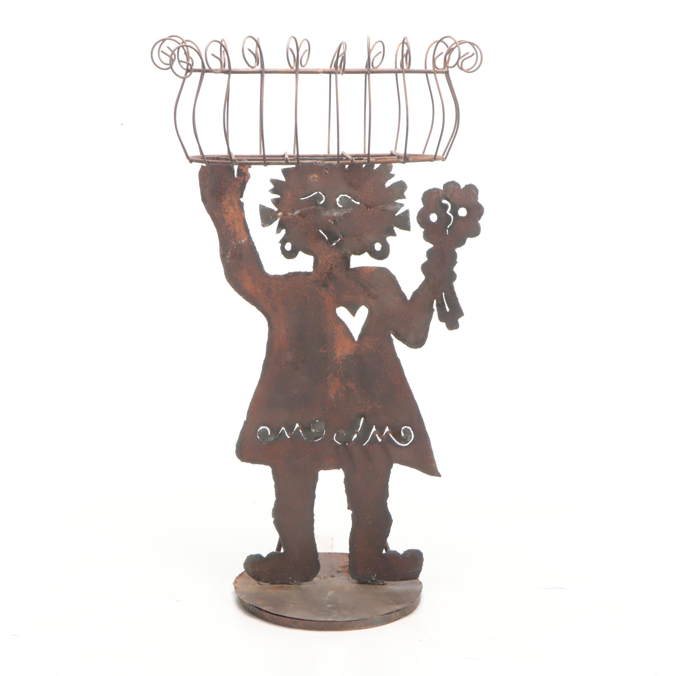 Sheet Metal Cutout Figural Wire Planter