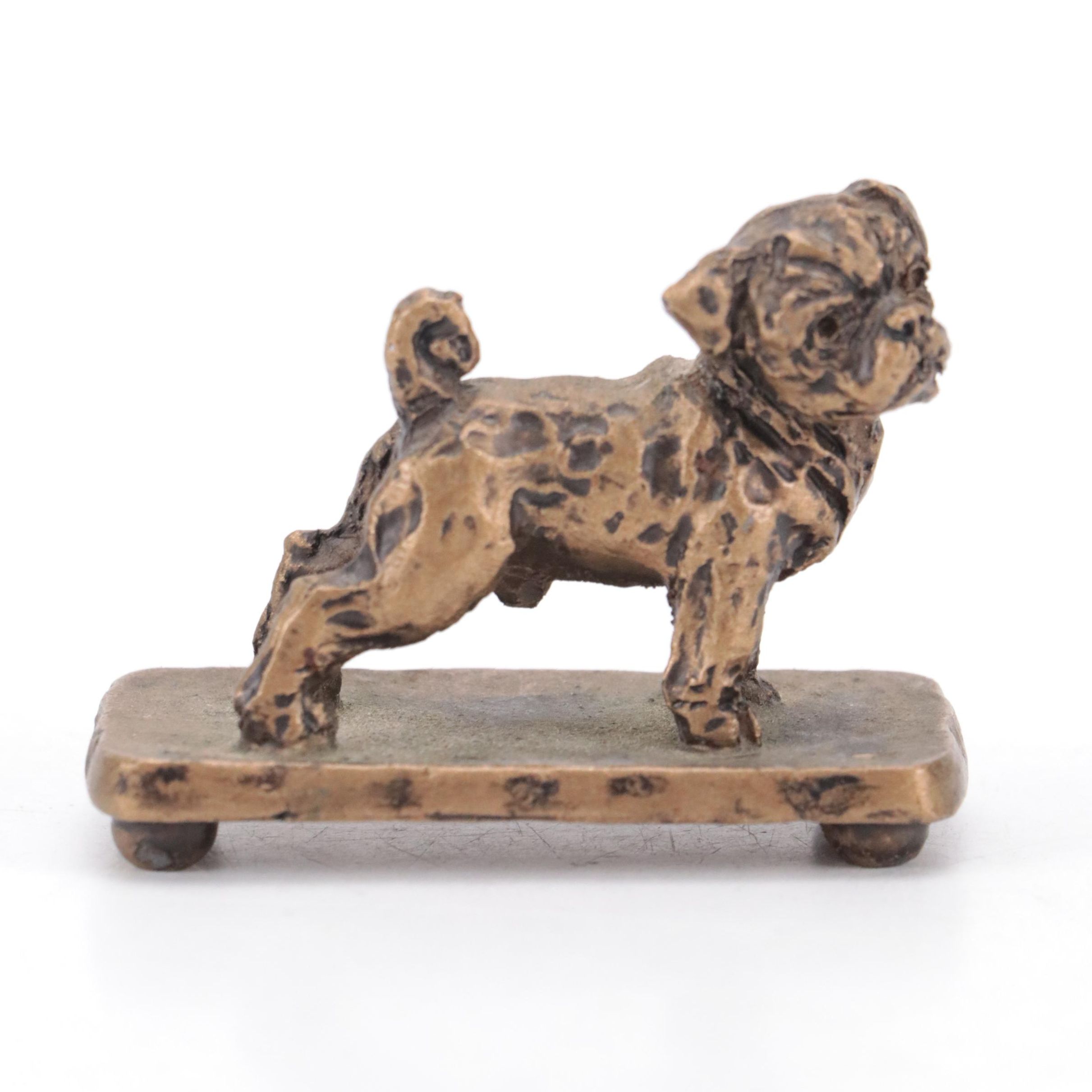 Doug Corsini Bronzed Cast Metal Miniature Dog Figurine