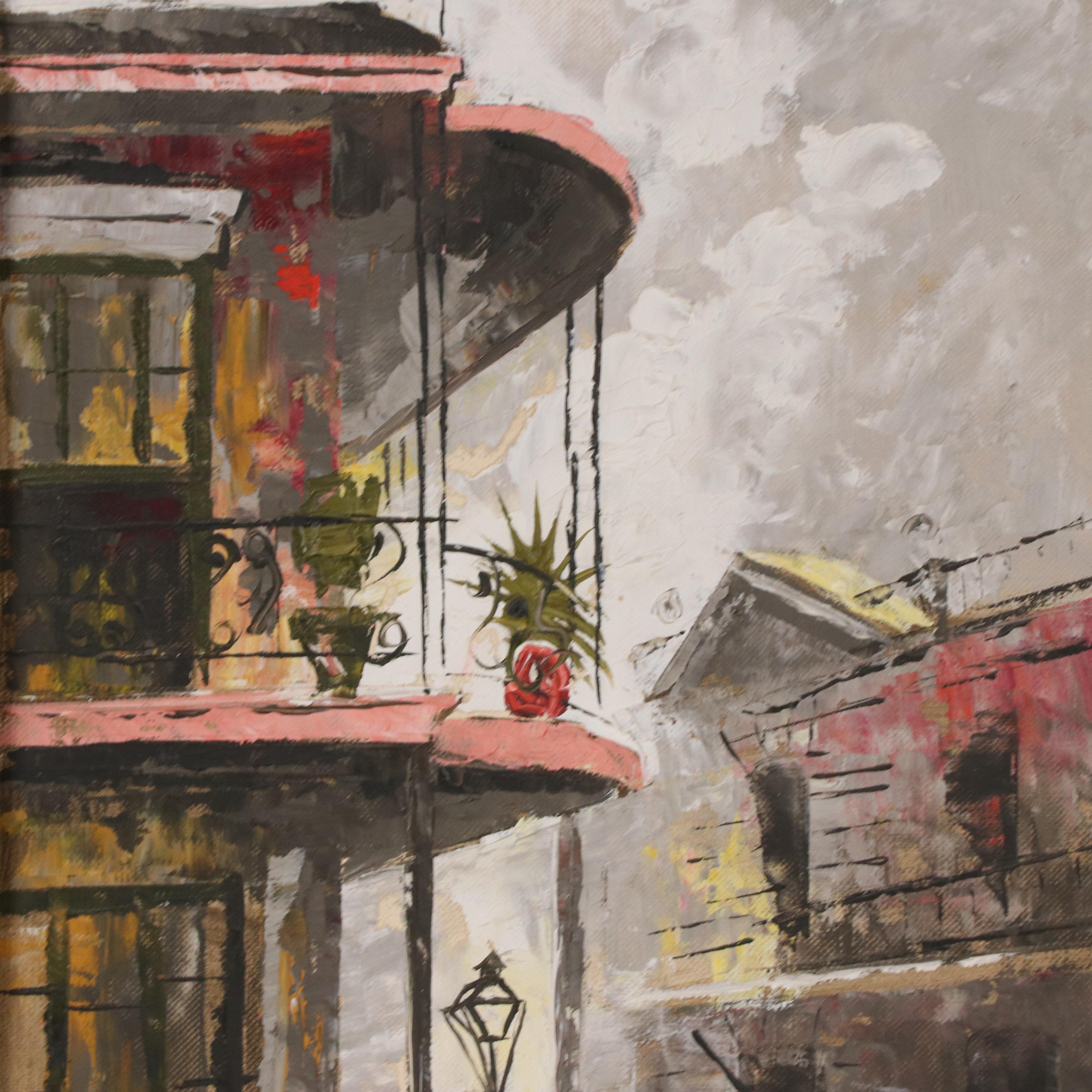 Edmund "Ed" Blouin, Jr. French Quarter Street Scene Oil Painting