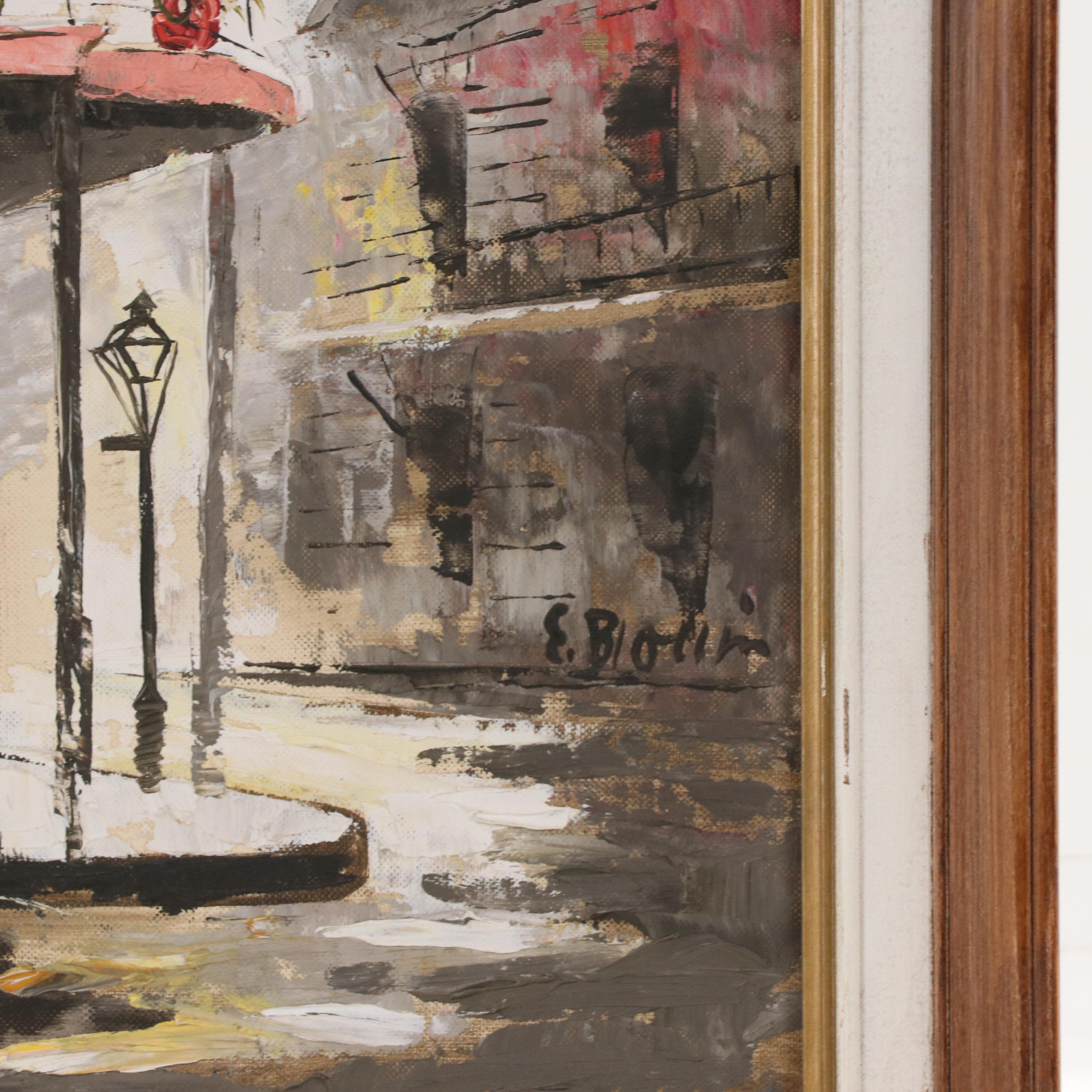 Edmund "Ed" Blouin, Jr. French Quarter Street Scene Oil Painting