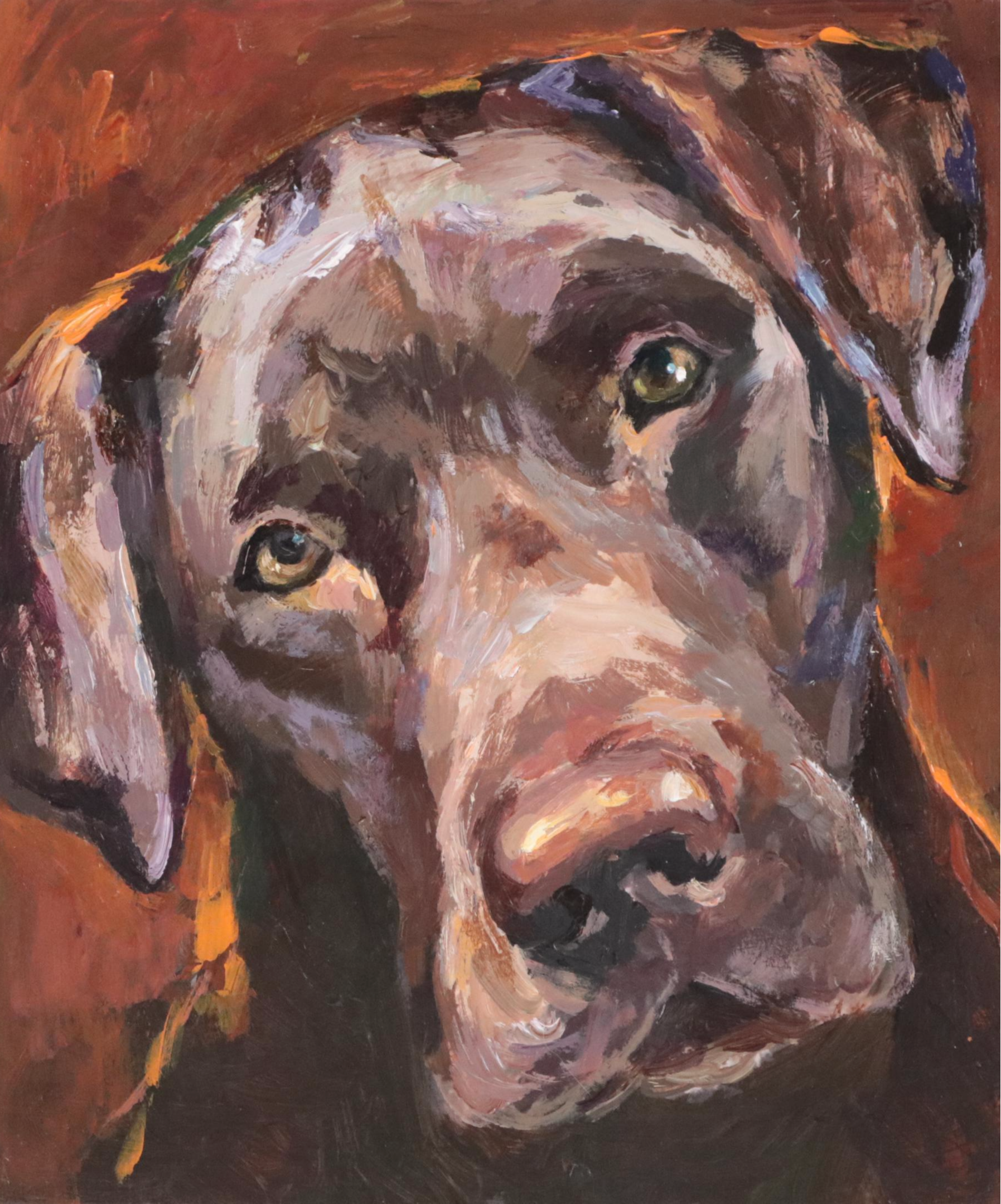 Adam Deda Oil Painting "Choco - Labrador," 2023