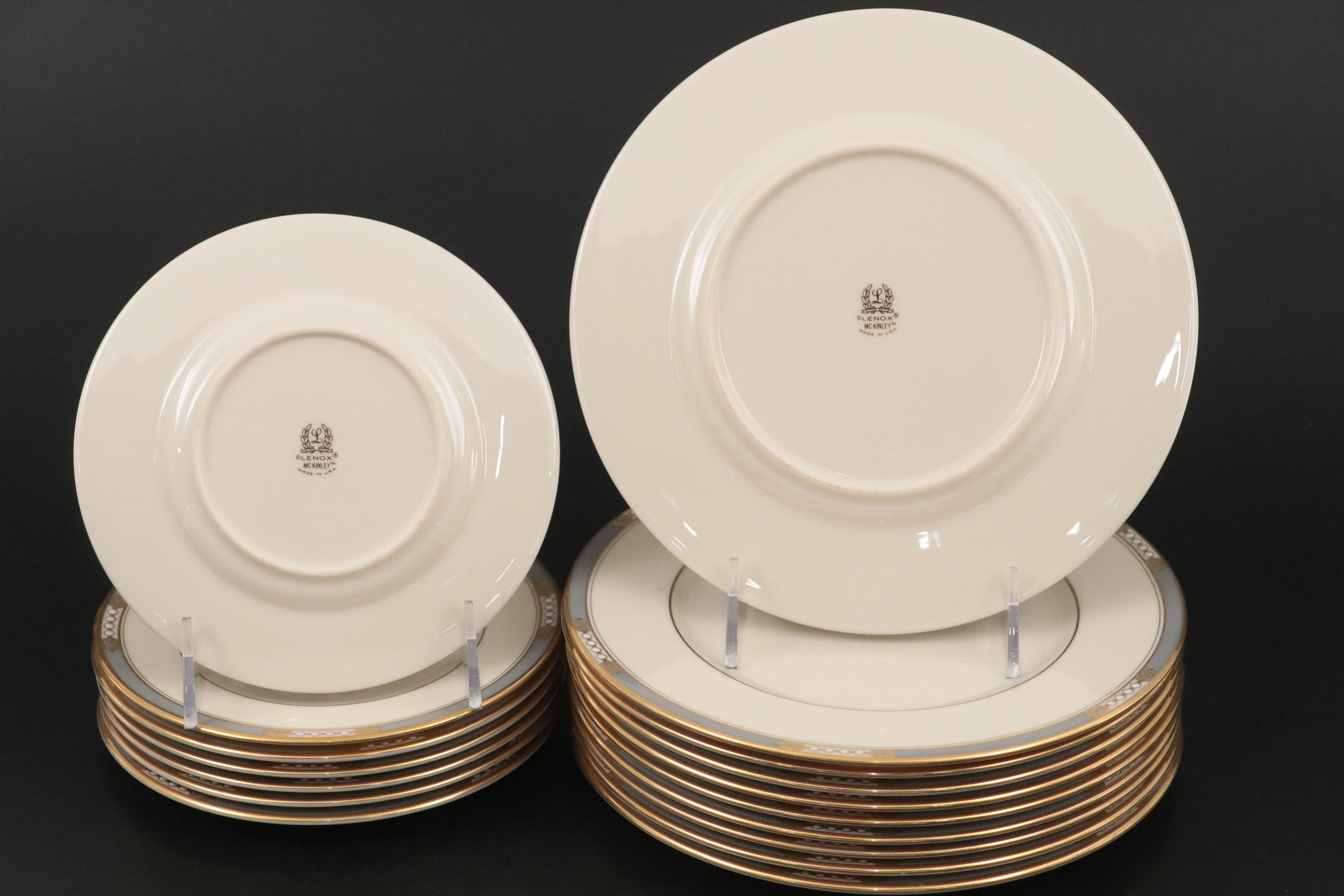 Lenox "McKinley" Porcelain Plates, "Patriots" Bowl, and Twilight Mantel Clock