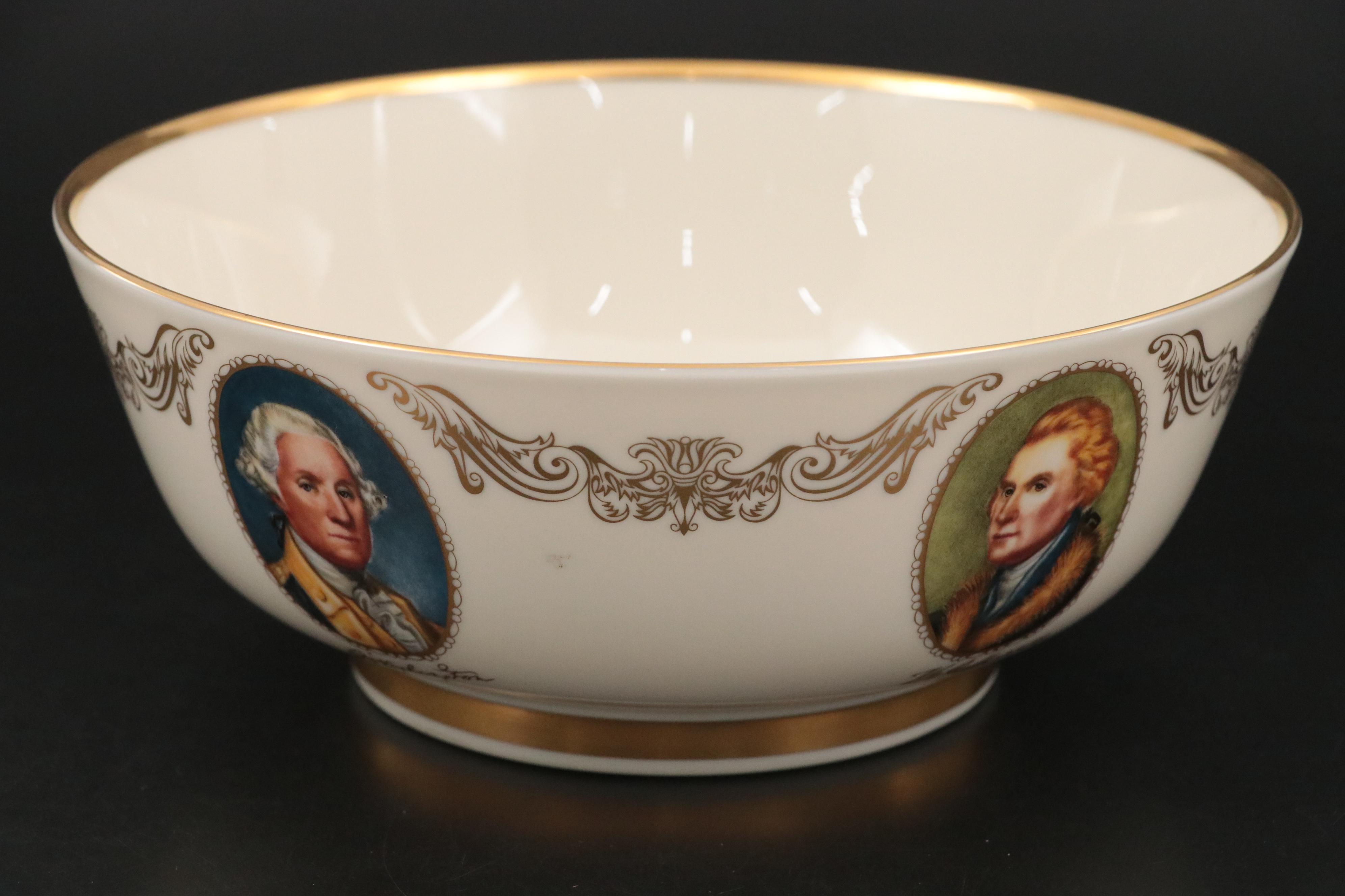 Lenox "McKinley" Porcelain Plates, "Patriots" Bowl, and Twilight Mantel Clock