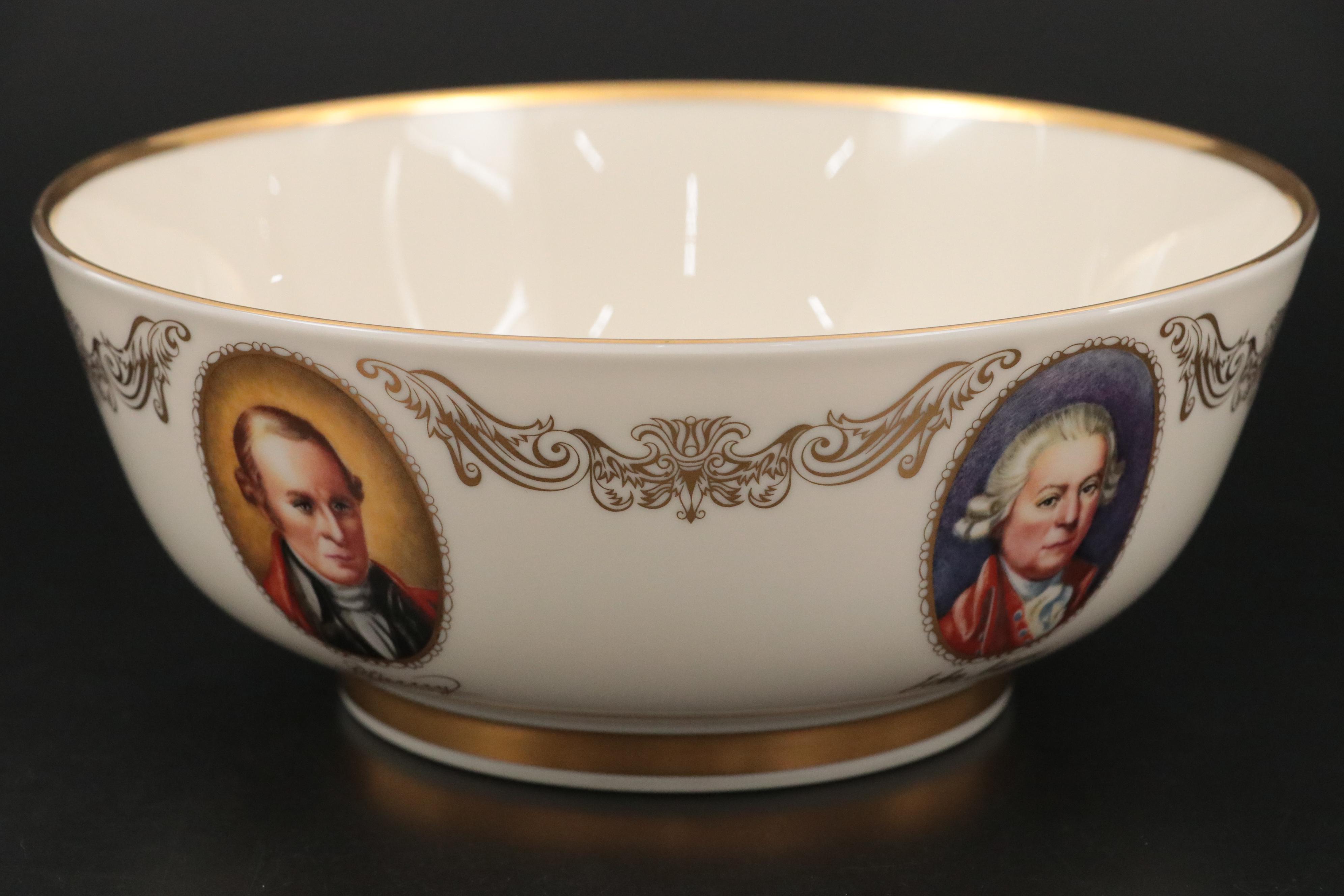 Lenox "McKinley" Porcelain Plates, "Patriots" Bowl, and Twilight Mantel Clock