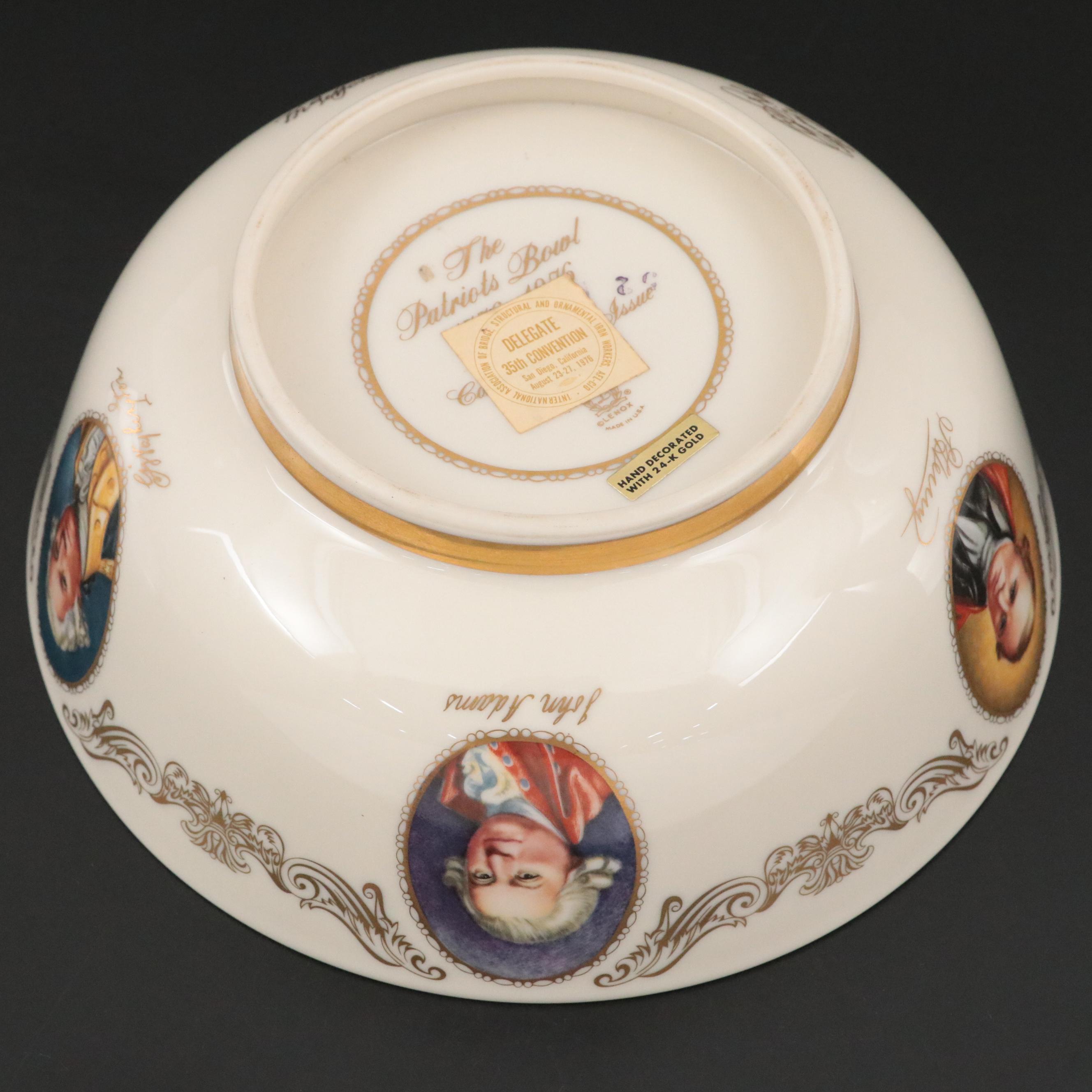 Lenox "McKinley" Porcelain Plates, "Patriots" Bowl, and Twilight Mantel Clock