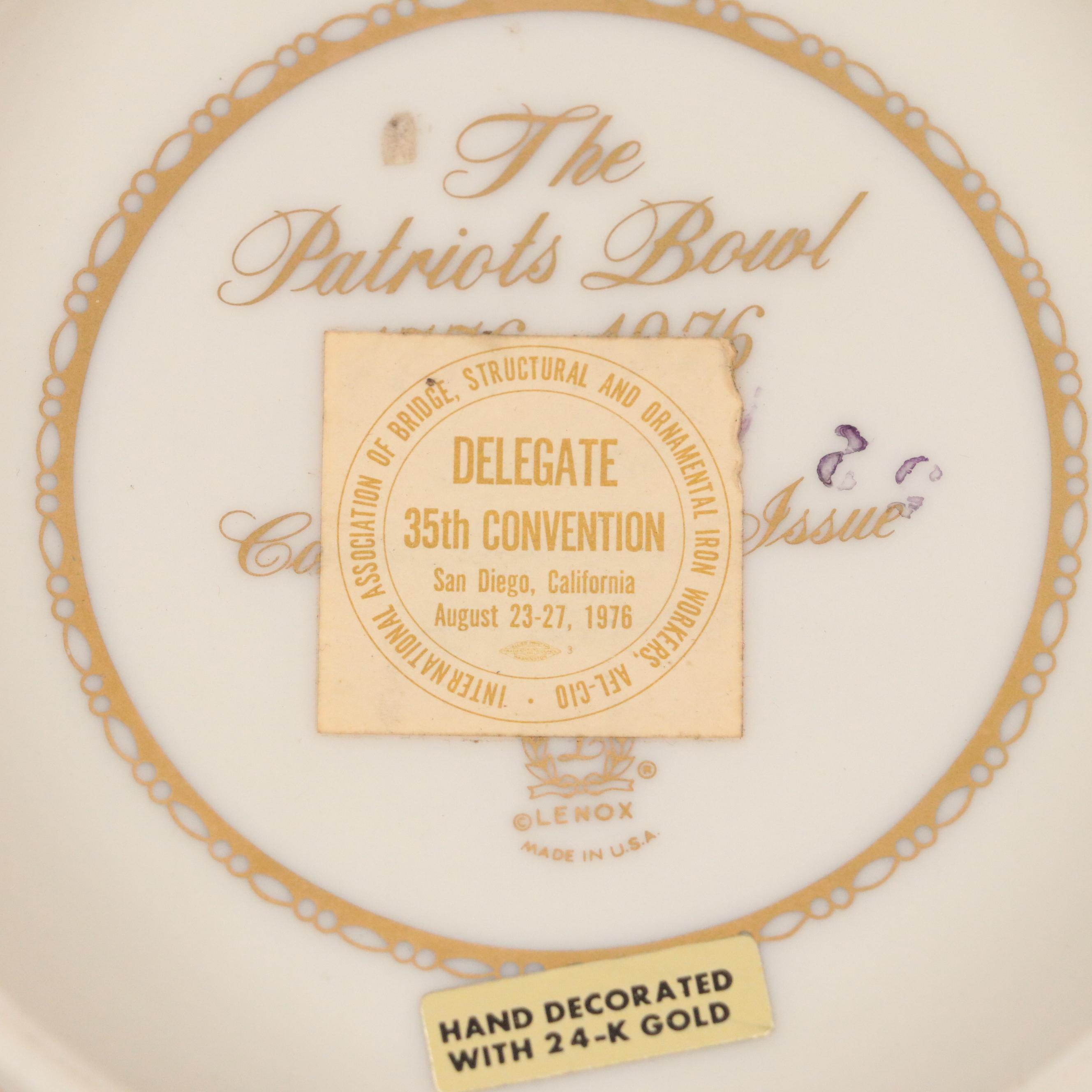 Lenox "McKinley" Porcelain Plates, "Patriots" Bowl, and Twilight Mantel Clock