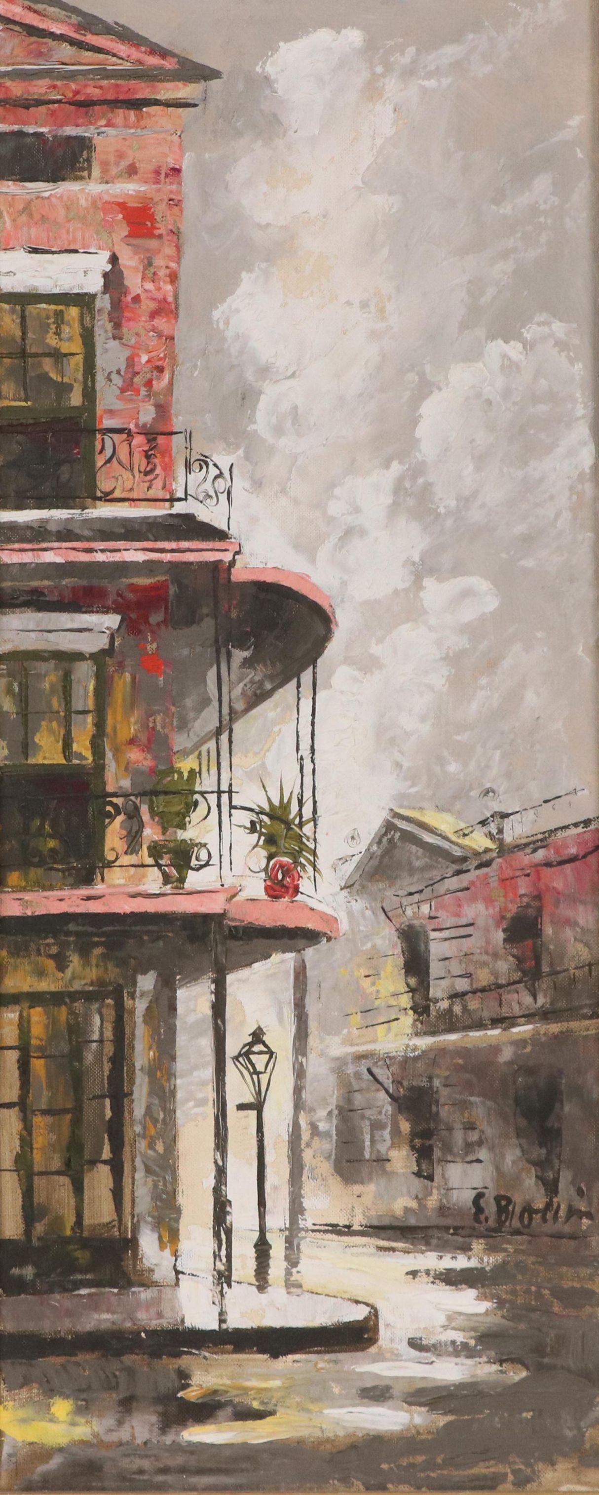 Edmund "Ed" Blouin, Jr. French Quarter Street Scene Oil Painting
