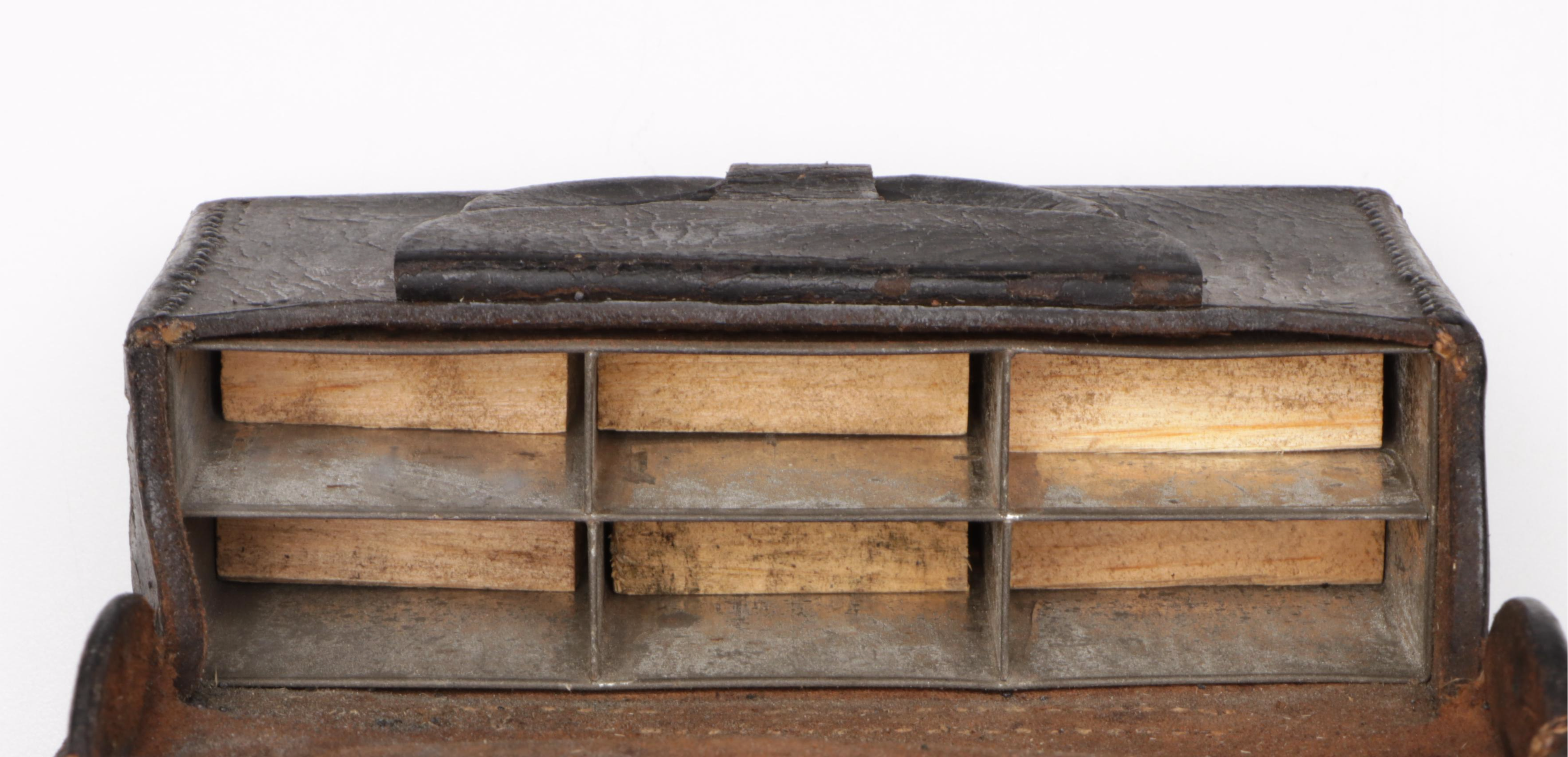 Civil War US Navy Leather Pistol Cartridge Box, Mid-19th Century