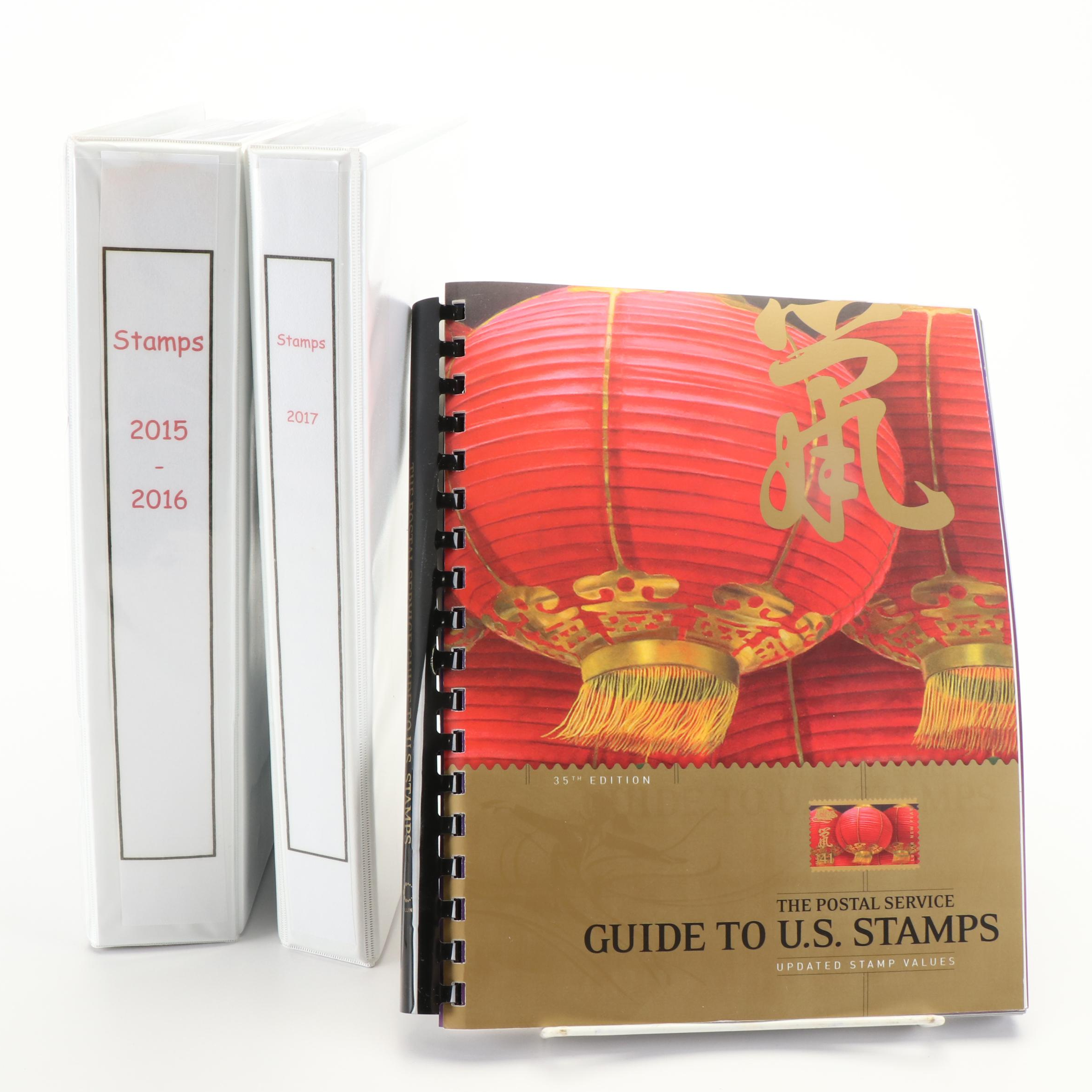 Two U.S. Postage Stamp Albums, 2015 to 2017 and a Stamp Price Guide