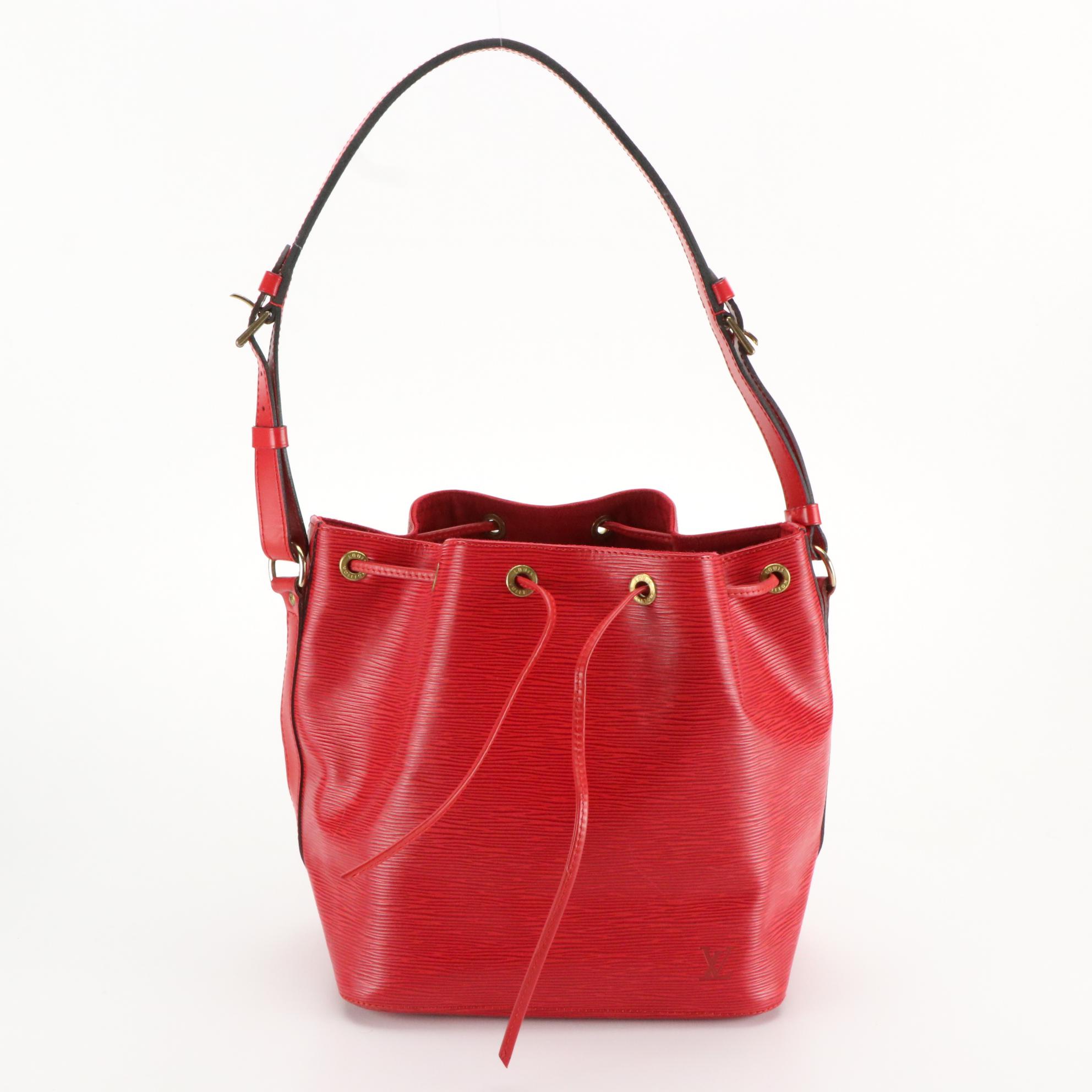 Louis Vuitton Petit Noé Bag in Castilian Red Epi and Smooth Leather