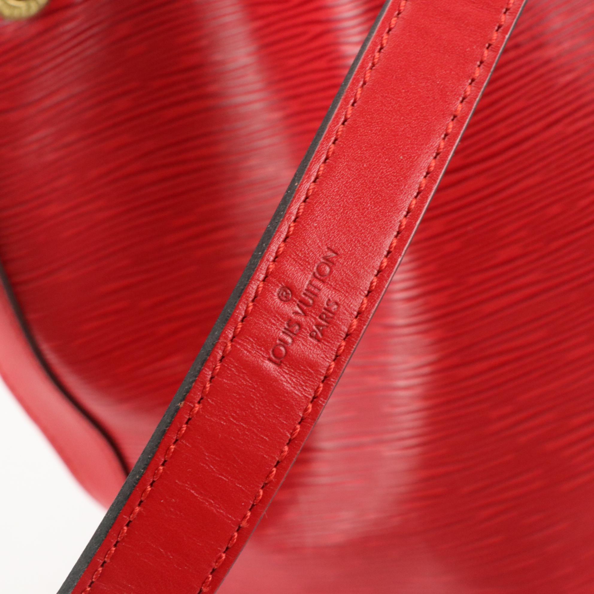 Louis Vuitton Petit Noé Bag in Castilian Red Epi and Smooth Leather