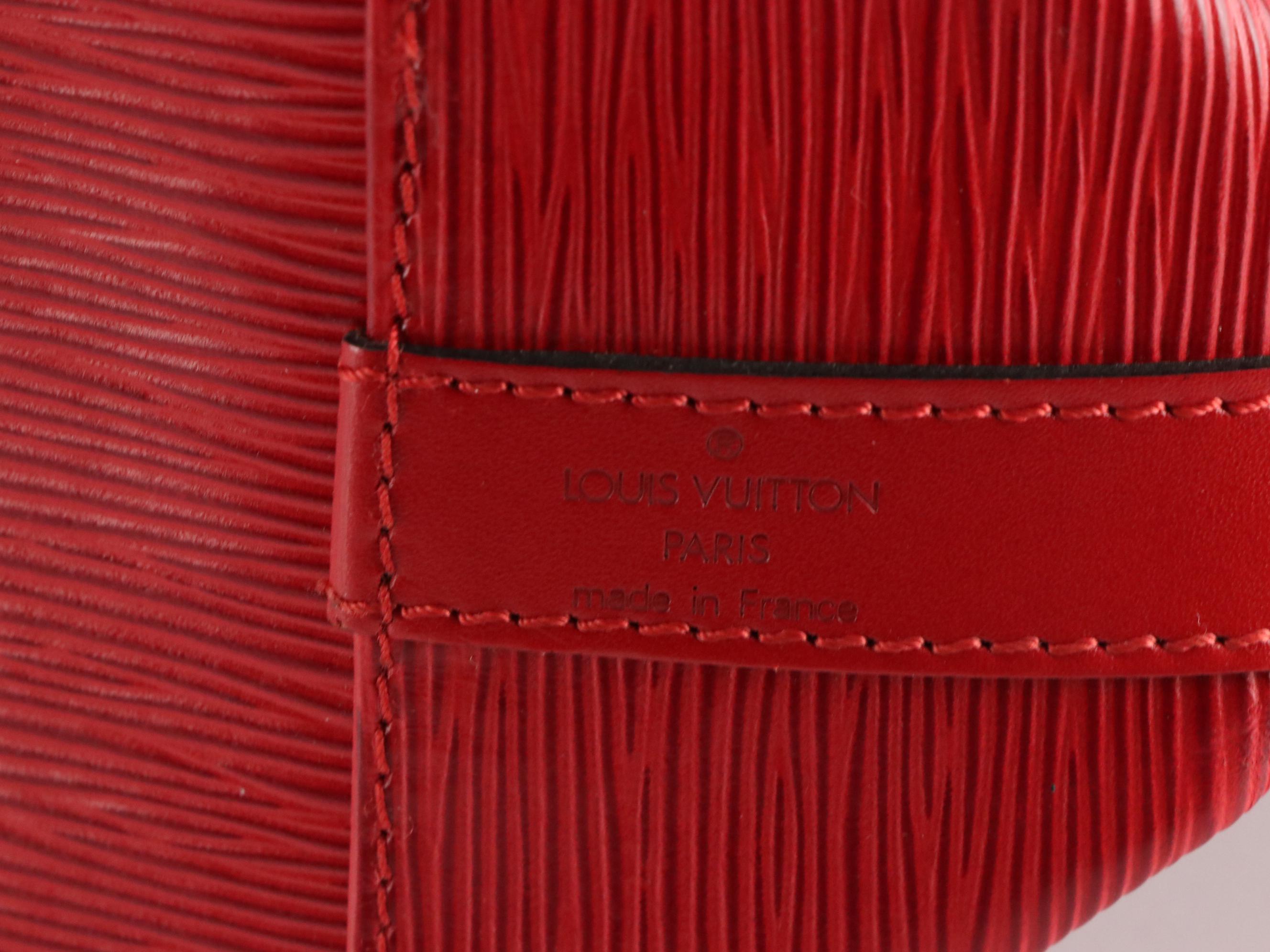 Louis Vuitton Petit Noé Bag in Castilian Red Epi and Smooth Leather