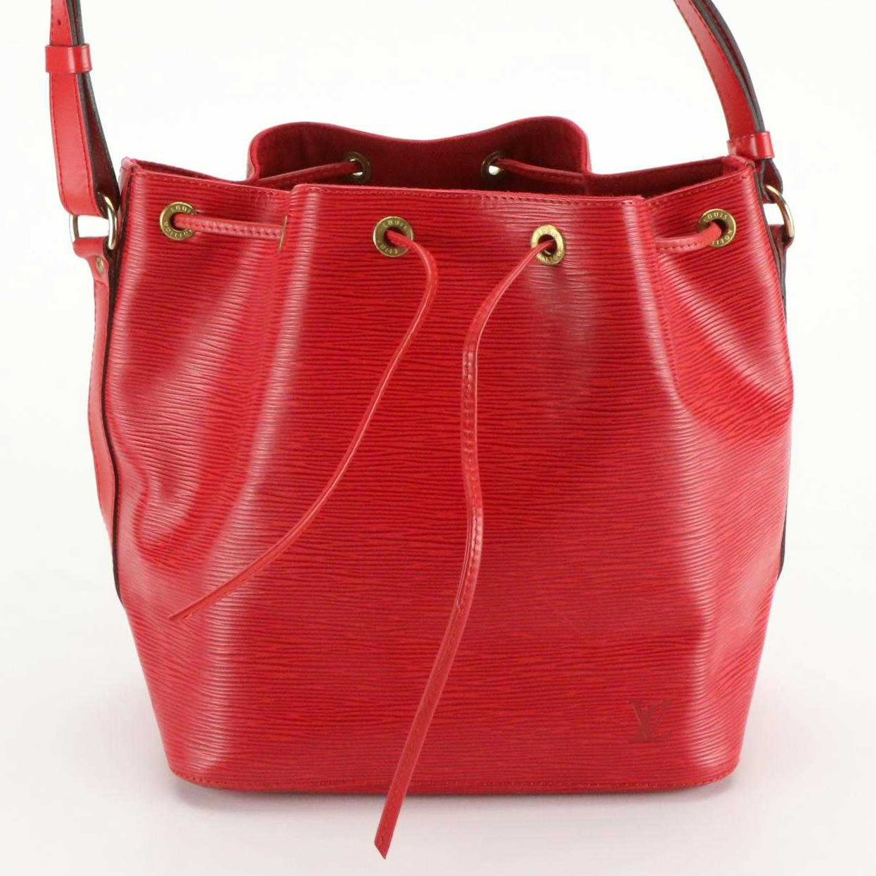 Louis Vuitton Petit Noé Bag in Castilian Red Epi and Smooth Leather