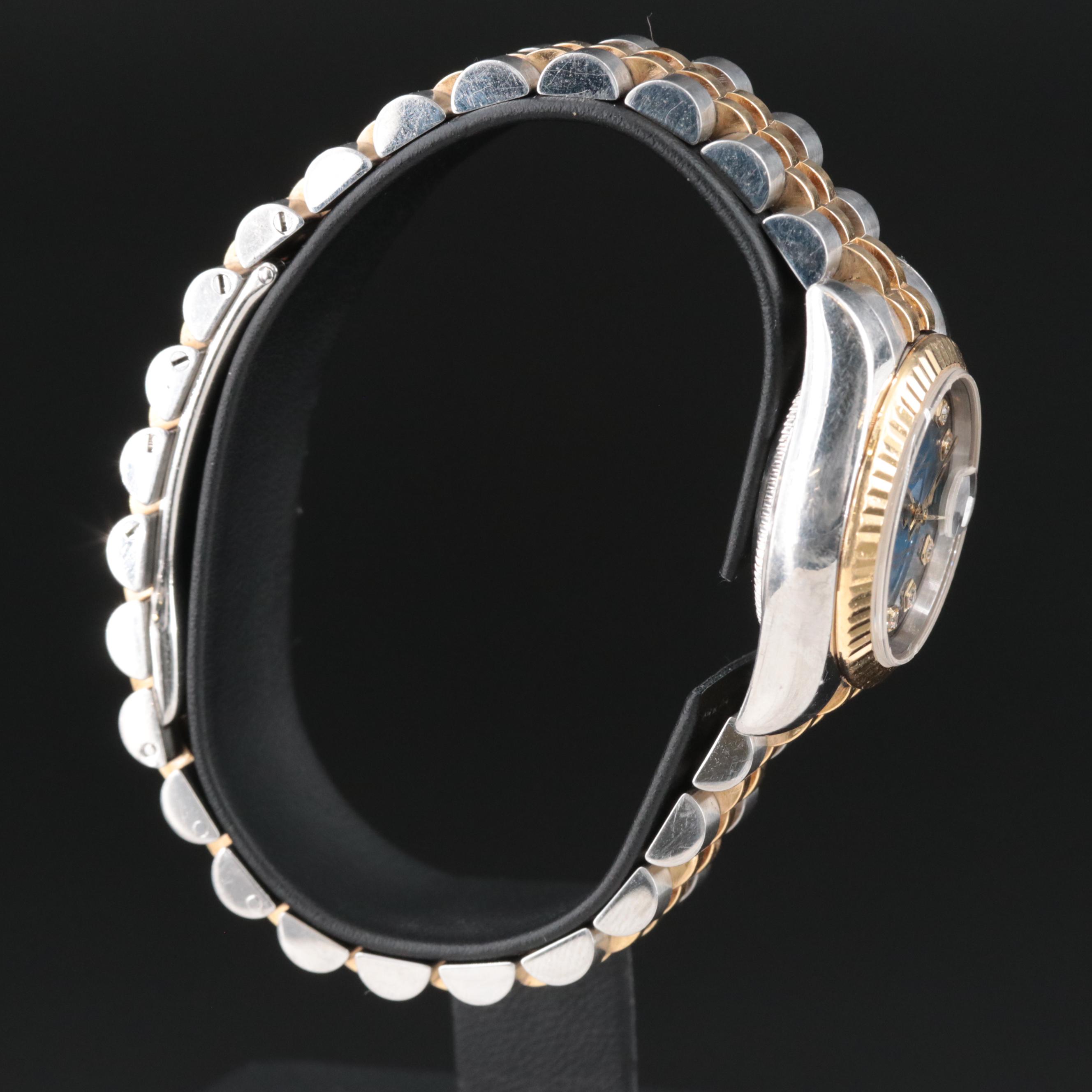 2005 Rolex Blue Factory Diamond Dial Datejust Watch