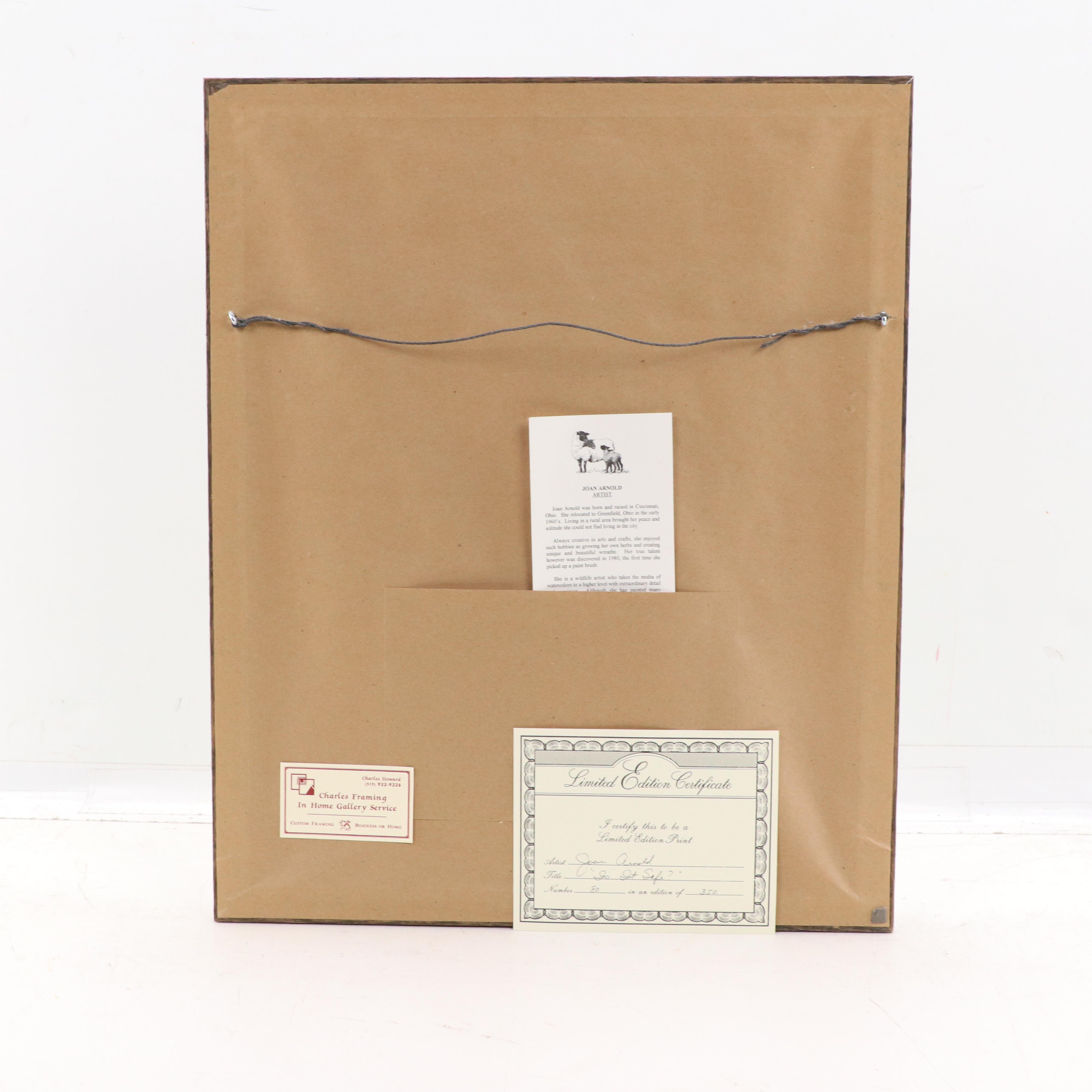 Joan Arnold Offset Lithograph of Sheep in Snowy Scene, Late 20th Century