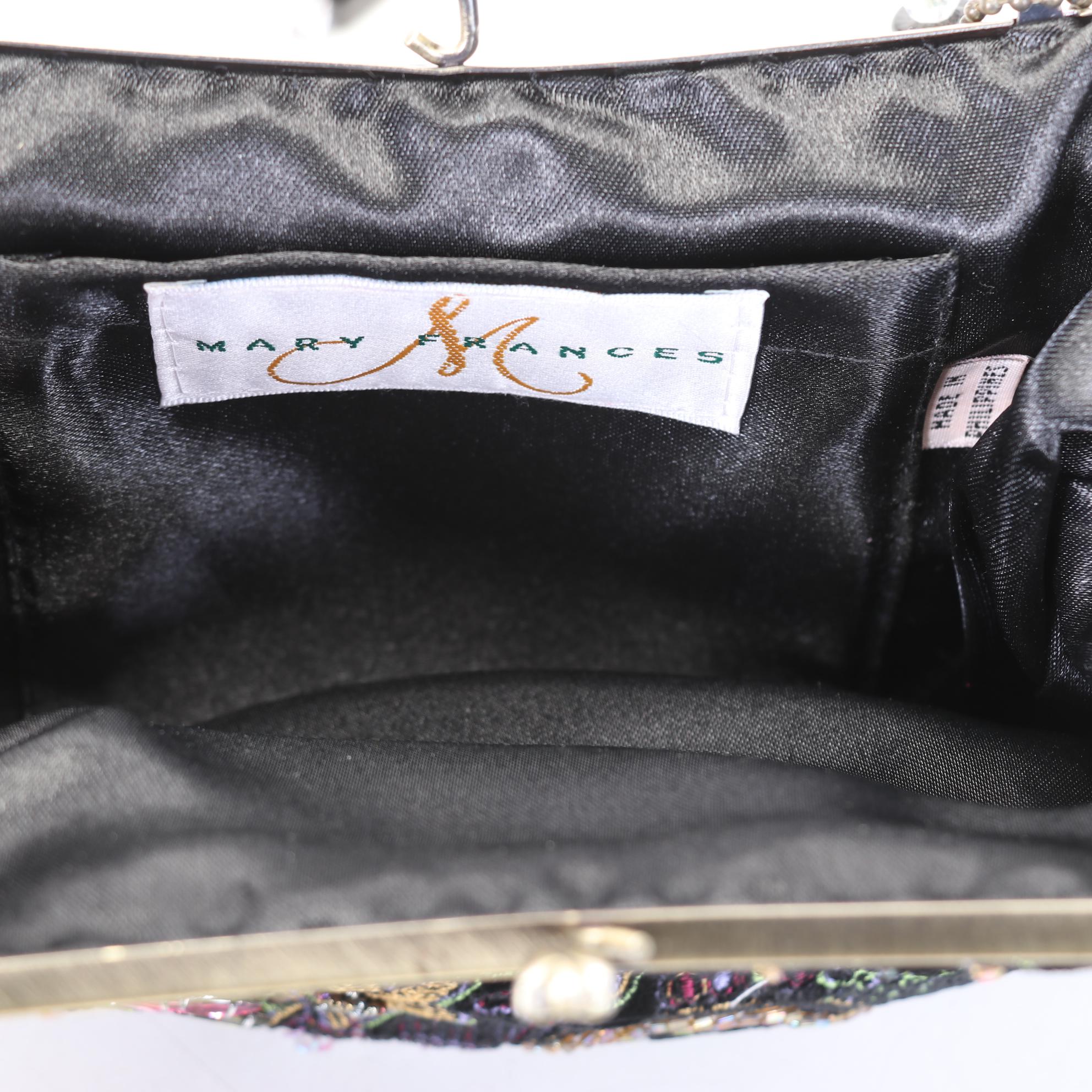 Mary Frances Hand Jeweled and Beaded Velvet Handbag with Beaded Strap