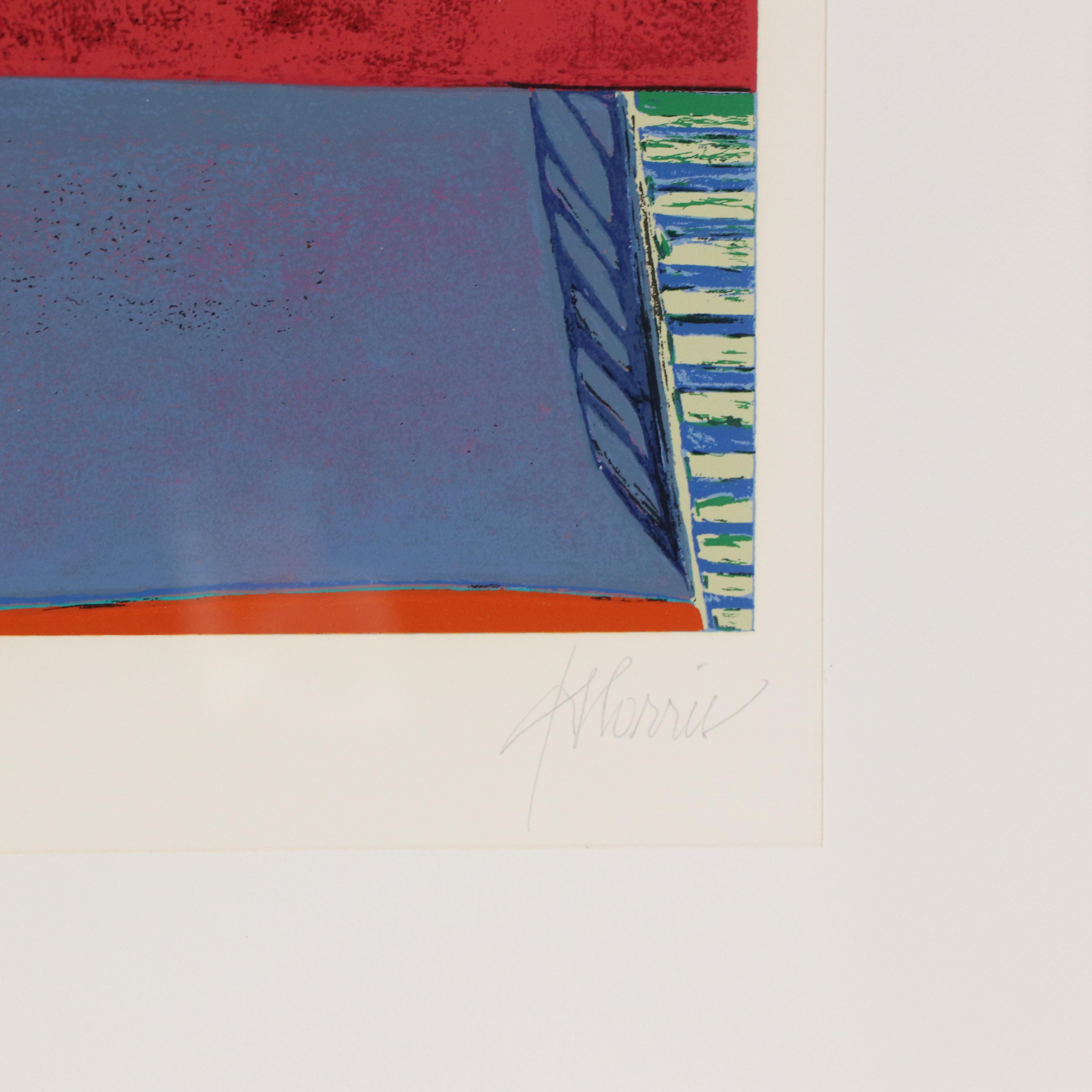 Douglas K. Morris Abstract Embellished Serigraph, Late 20th Century