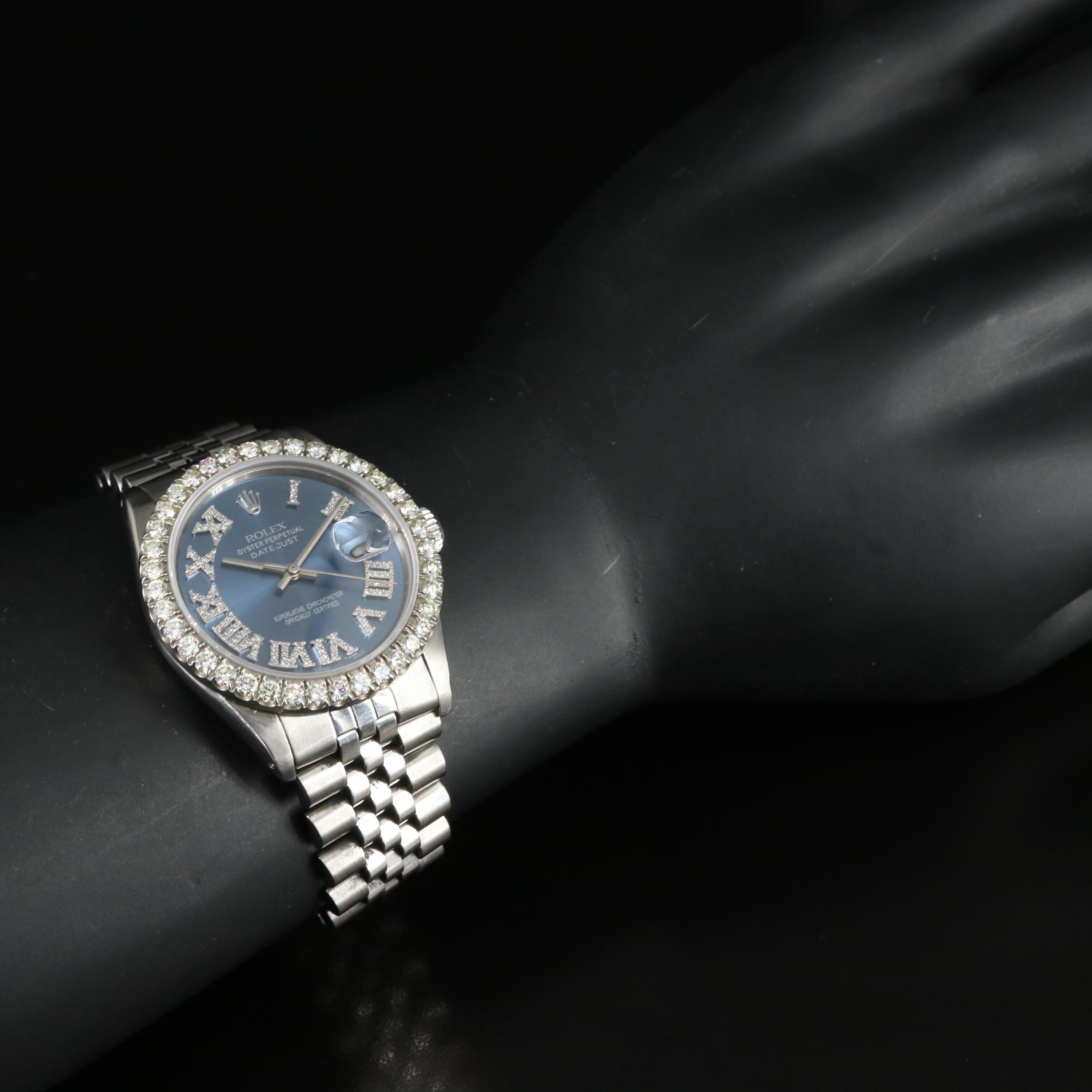 1979 Rolex Custom 2.87 CTW Diamond Dial and Bezel Datejust Watch