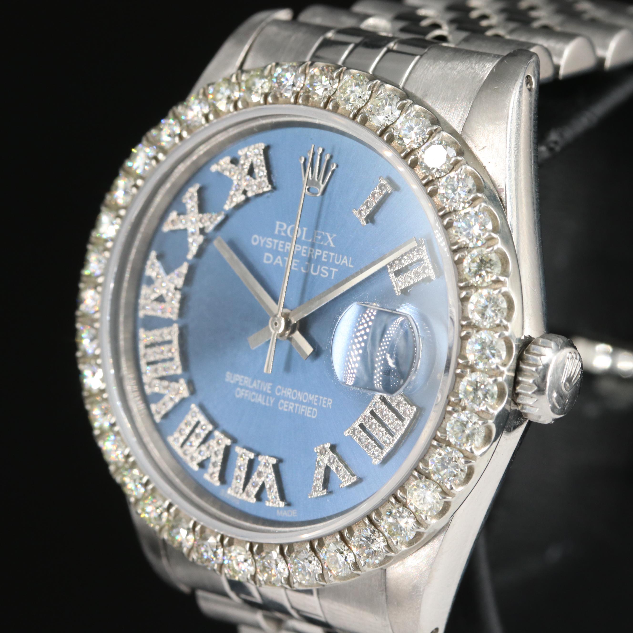 1979 Rolex Custom 2.87 CTW Diamond Dial and Bezel Datejust Watch