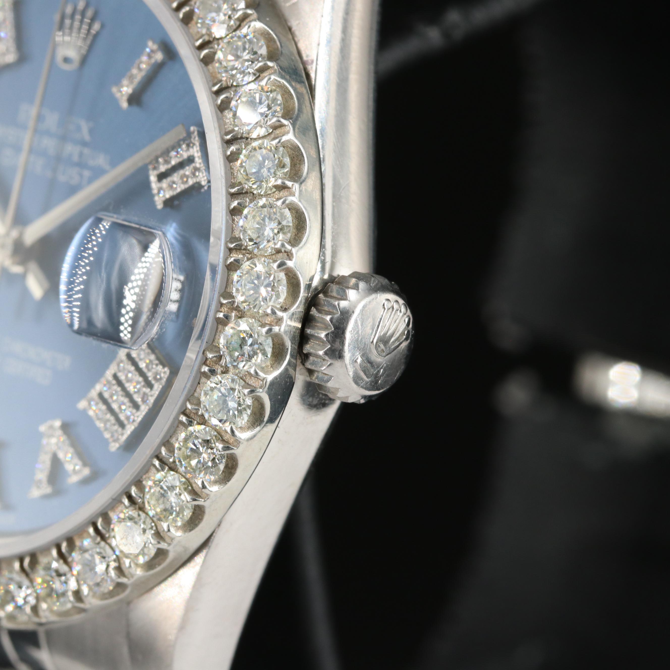 1979 Rolex Custom 2.87 CTW Diamond Dial and Bezel Datejust Watch