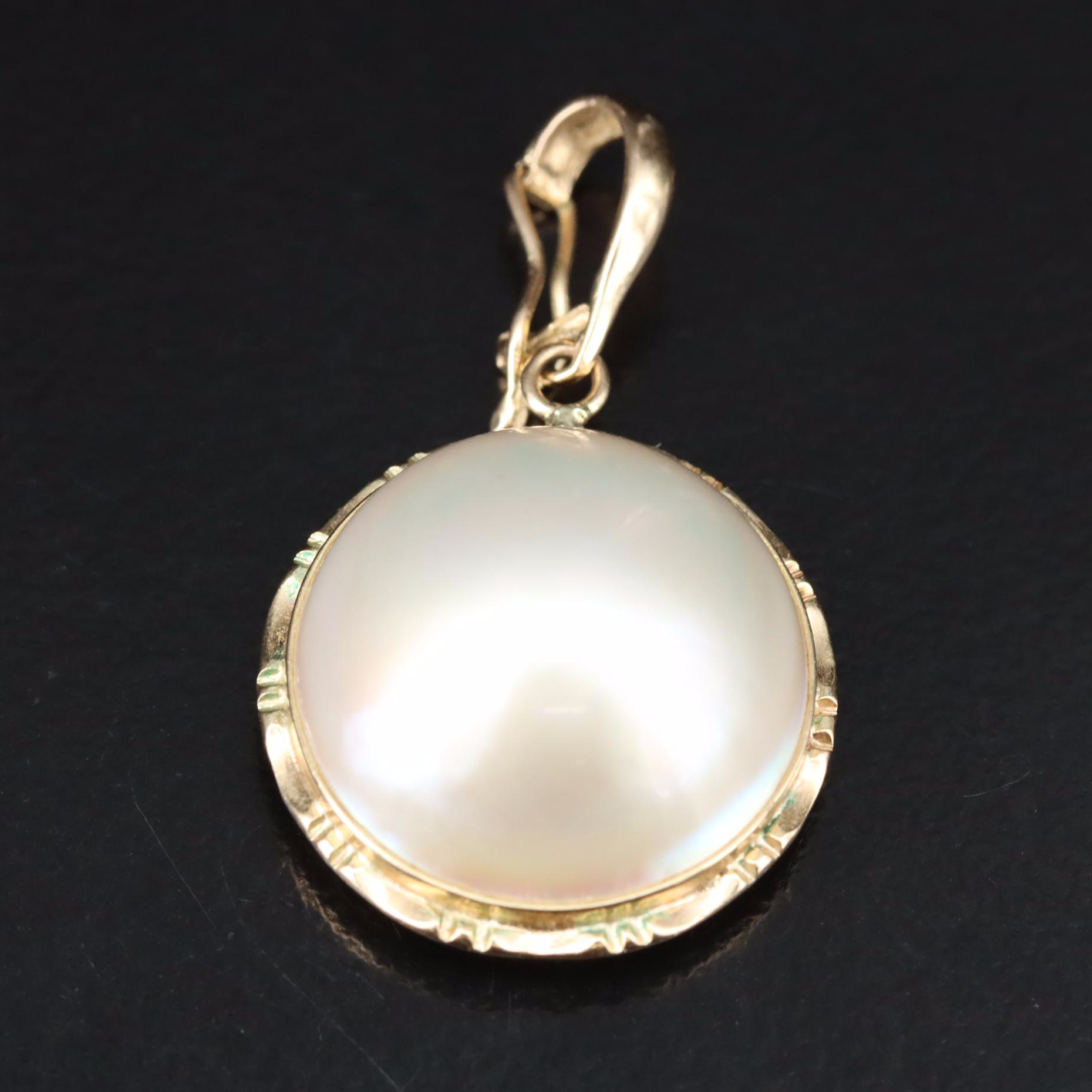 14K Mabé Pearl Enhancer Pendant