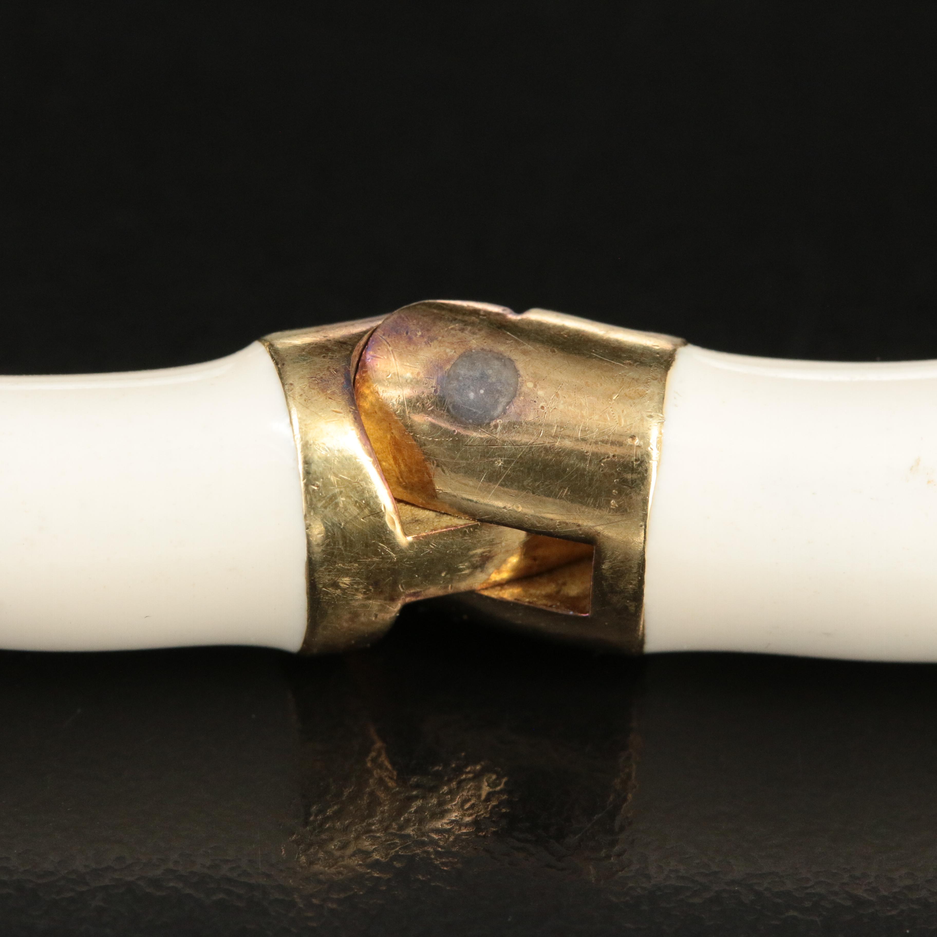 Haggai 18K "Crescents and Commas" Diamond and Cream Enamel Hinged Bracelet