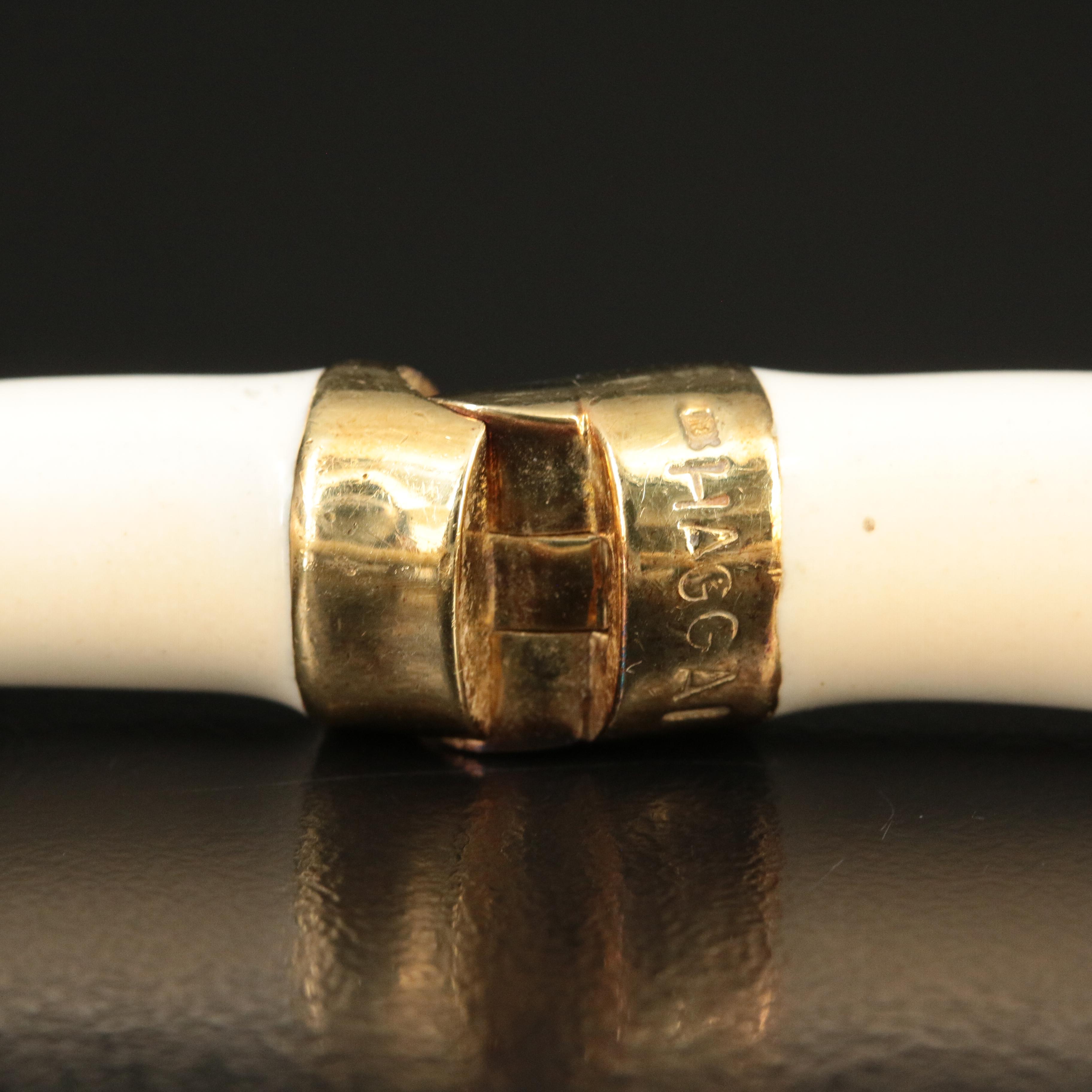 Haggai 18K "Crescents and Commas" Diamond and Cream Enamel Hinged Bracelet