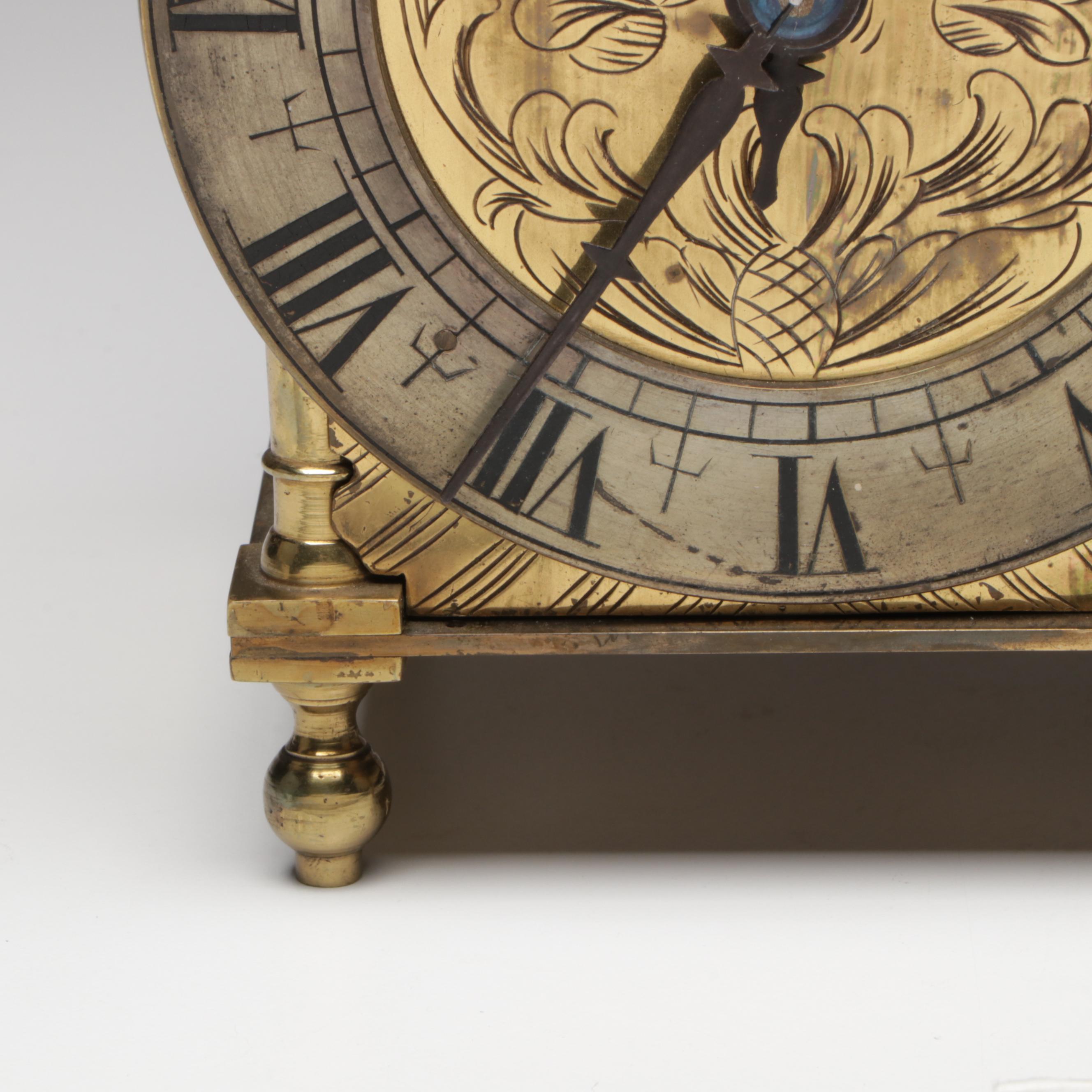Antique English Brass Lantern Clock with French Movement