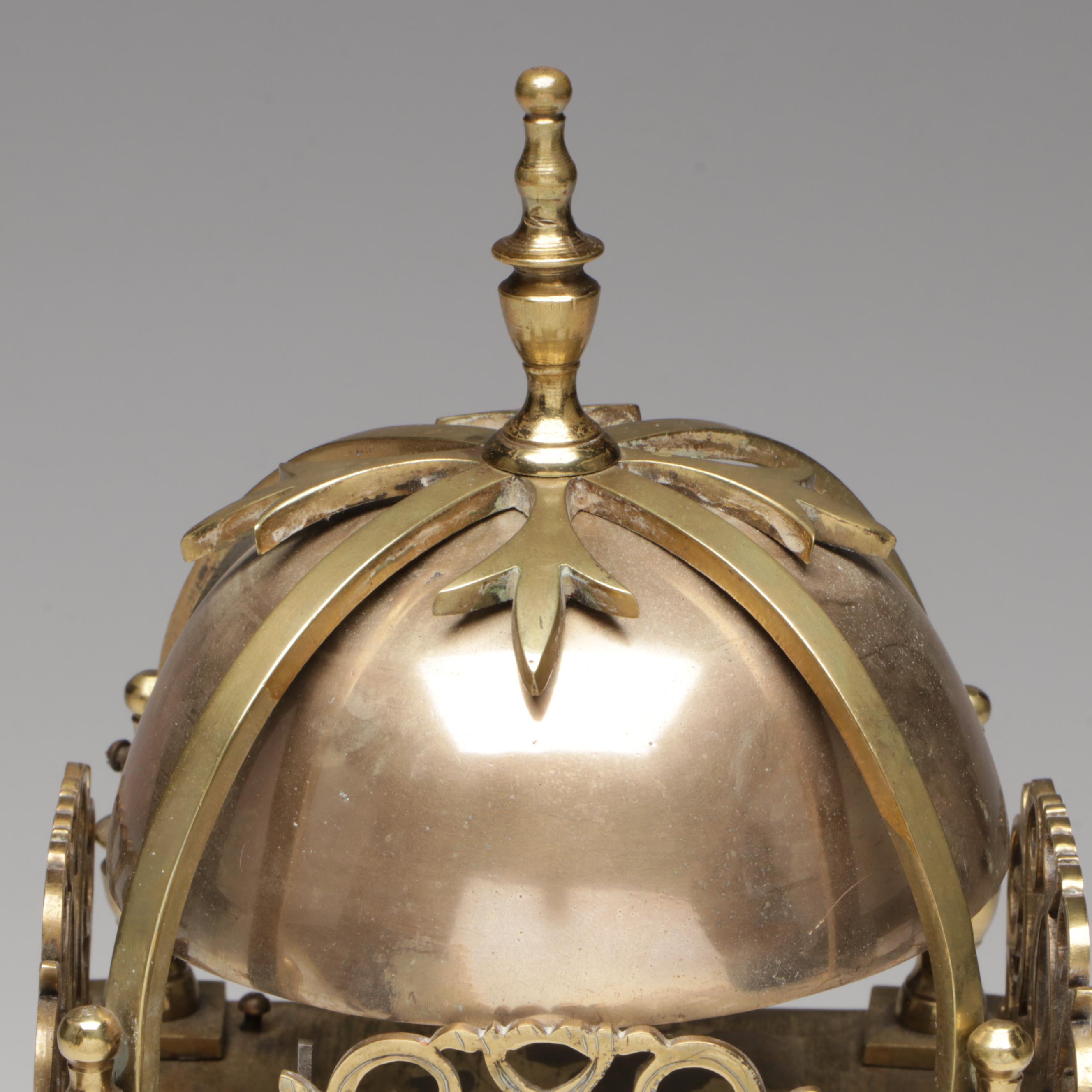 Antique English Brass Lantern Clock with French Movement