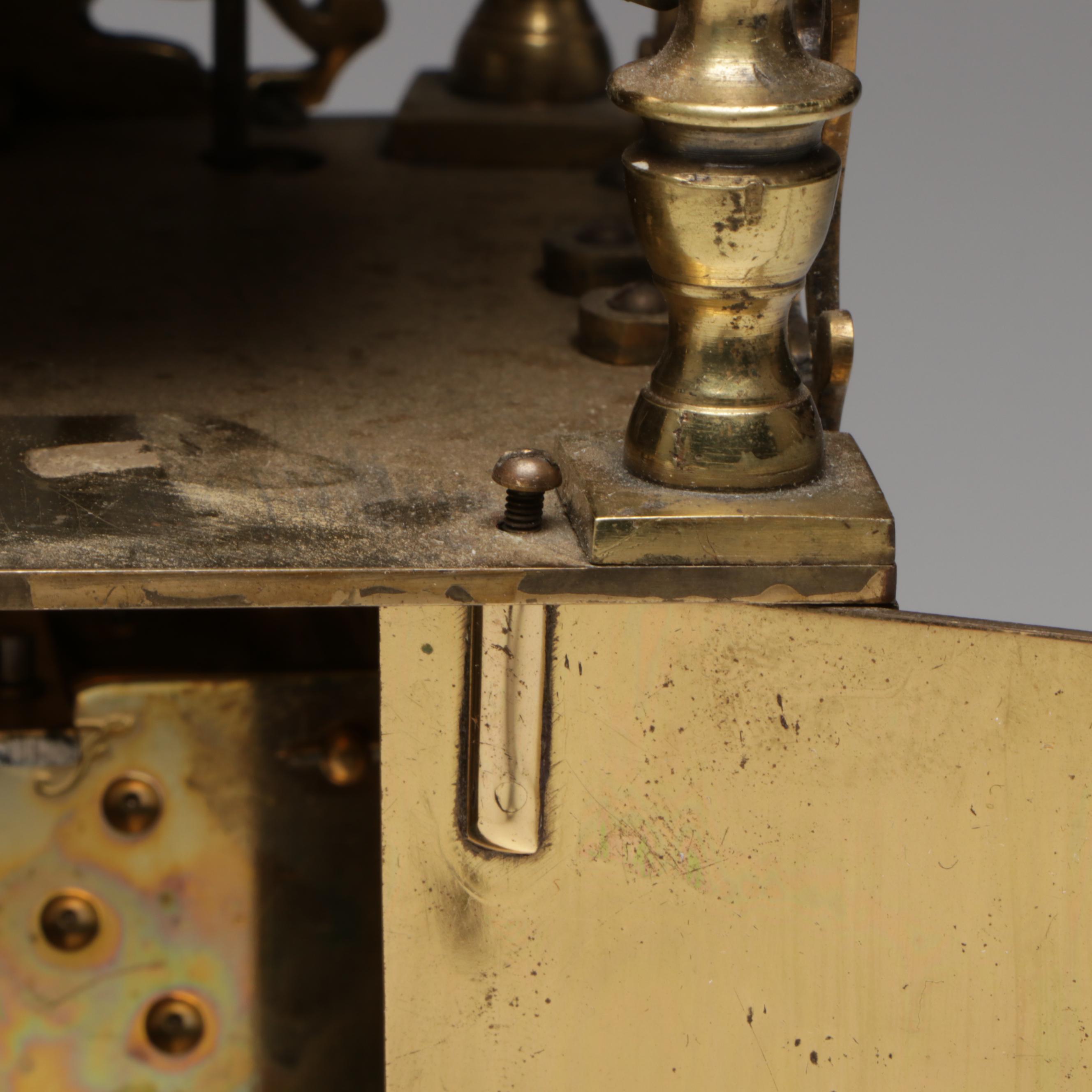 Antique English Brass Lantern Clock with French Movement