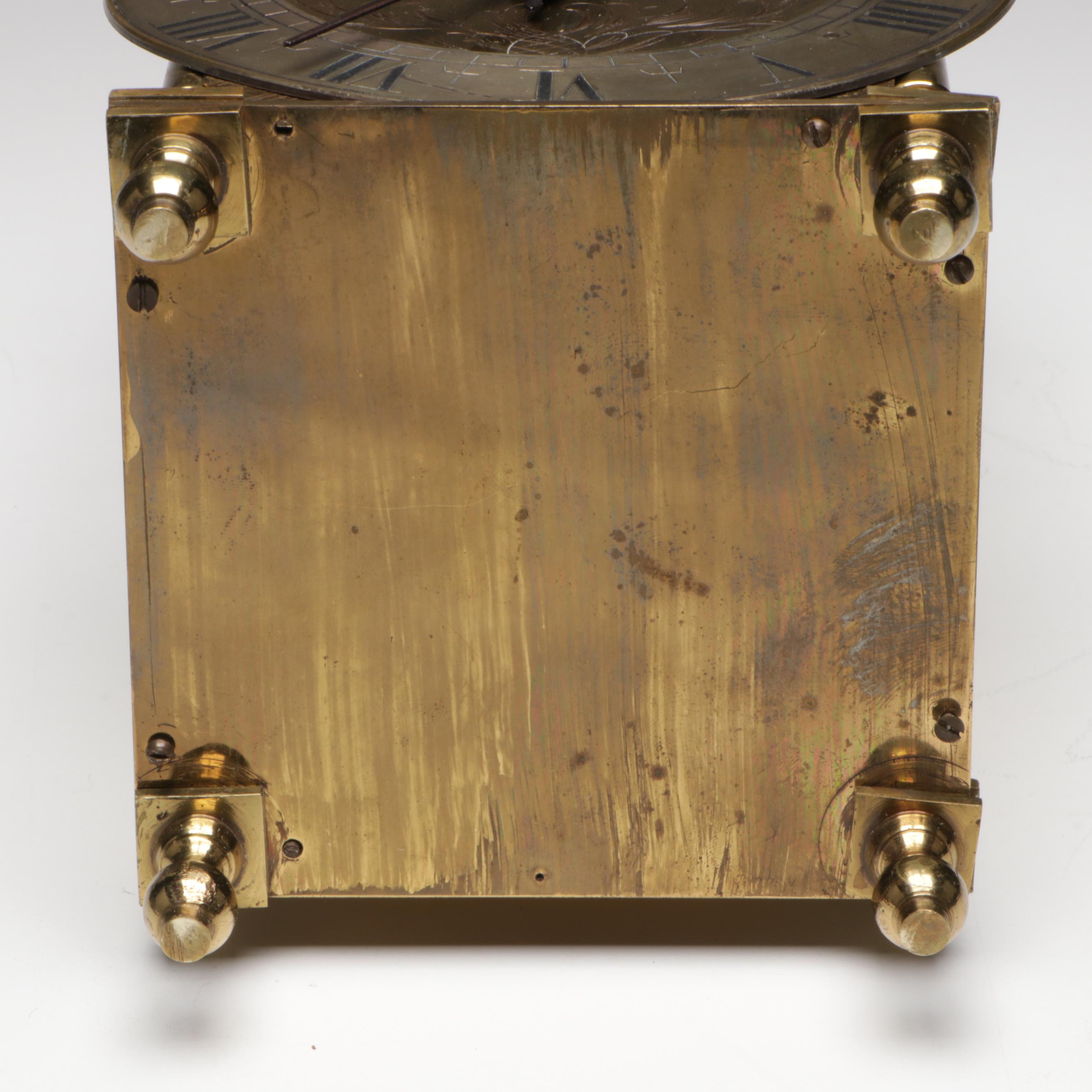 Antique English Brass Lantern Clock with French Movement