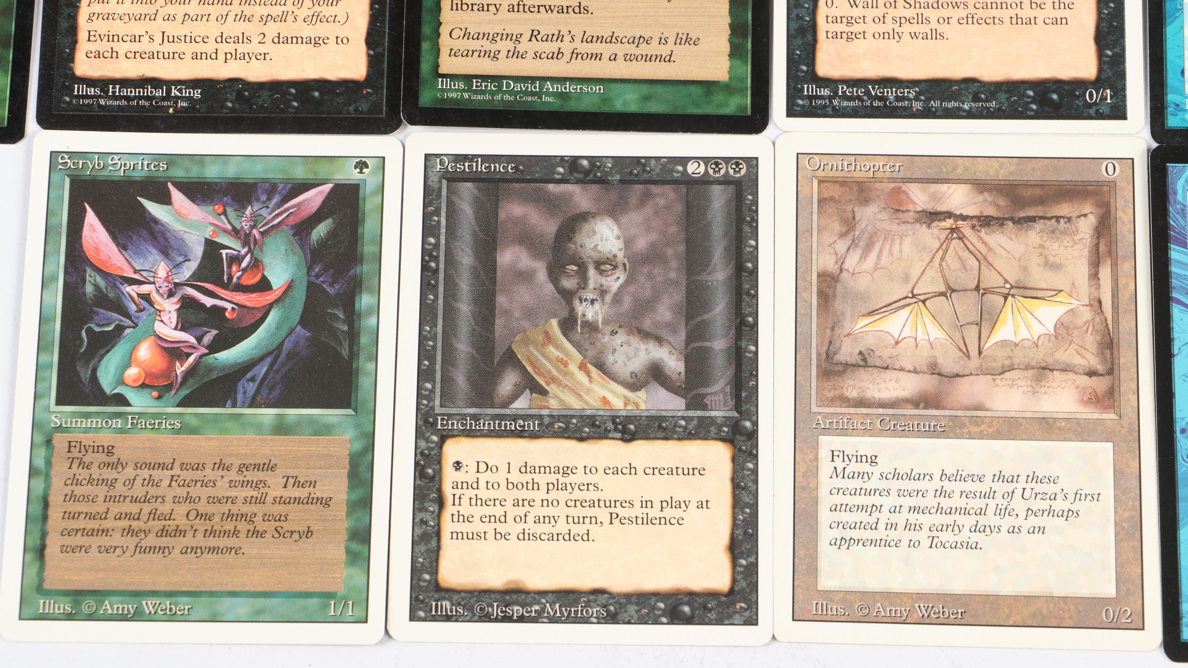 Magic: The Gathering Trading Cards Featuring "Wall Of Shadows" and More