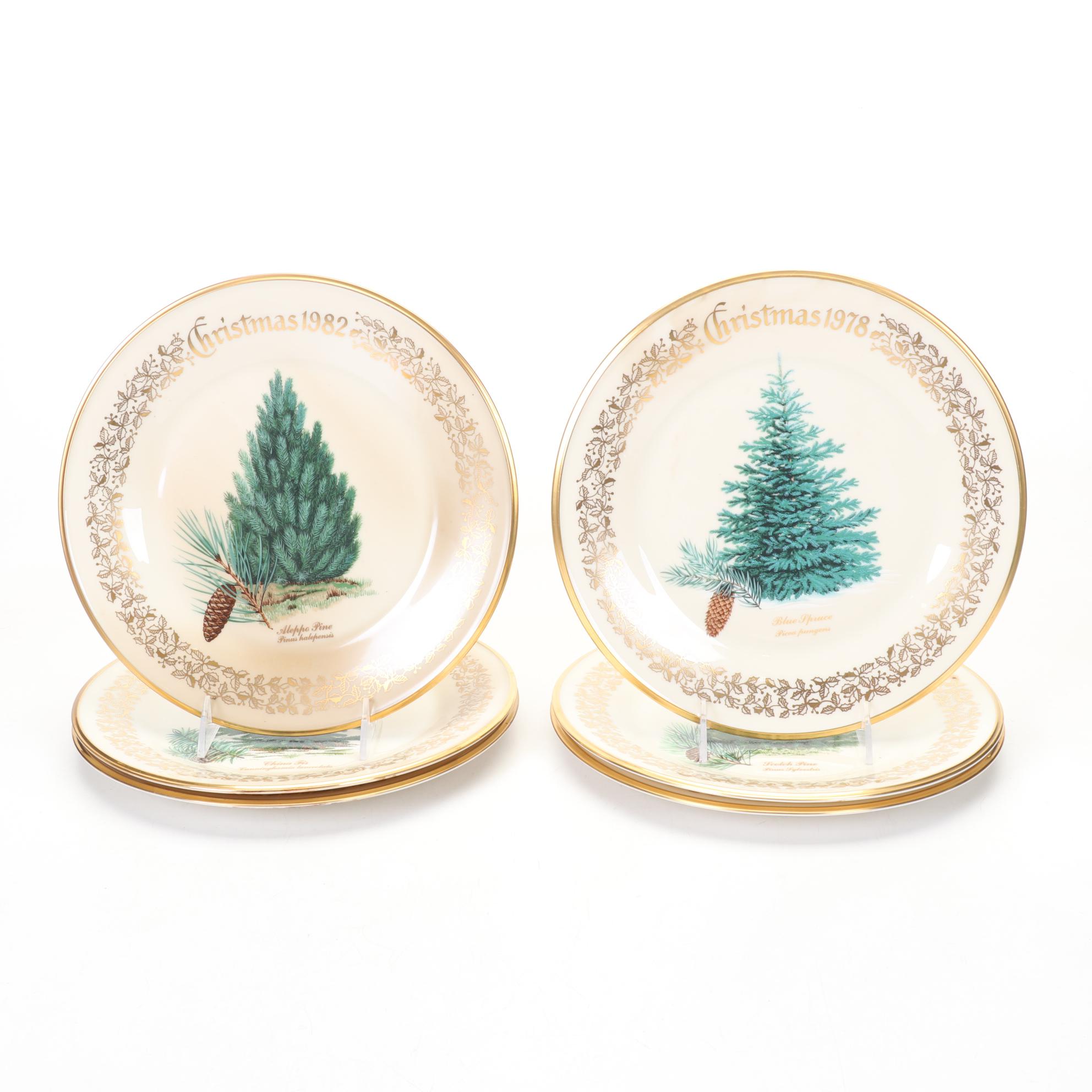 Lenox Christmas Tree Collector Plates 1976-1983 In Boxes With Other Christmas