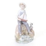 Lladró "Boy with Boat" Porcelain Figurine Designed by Vicente Martínez