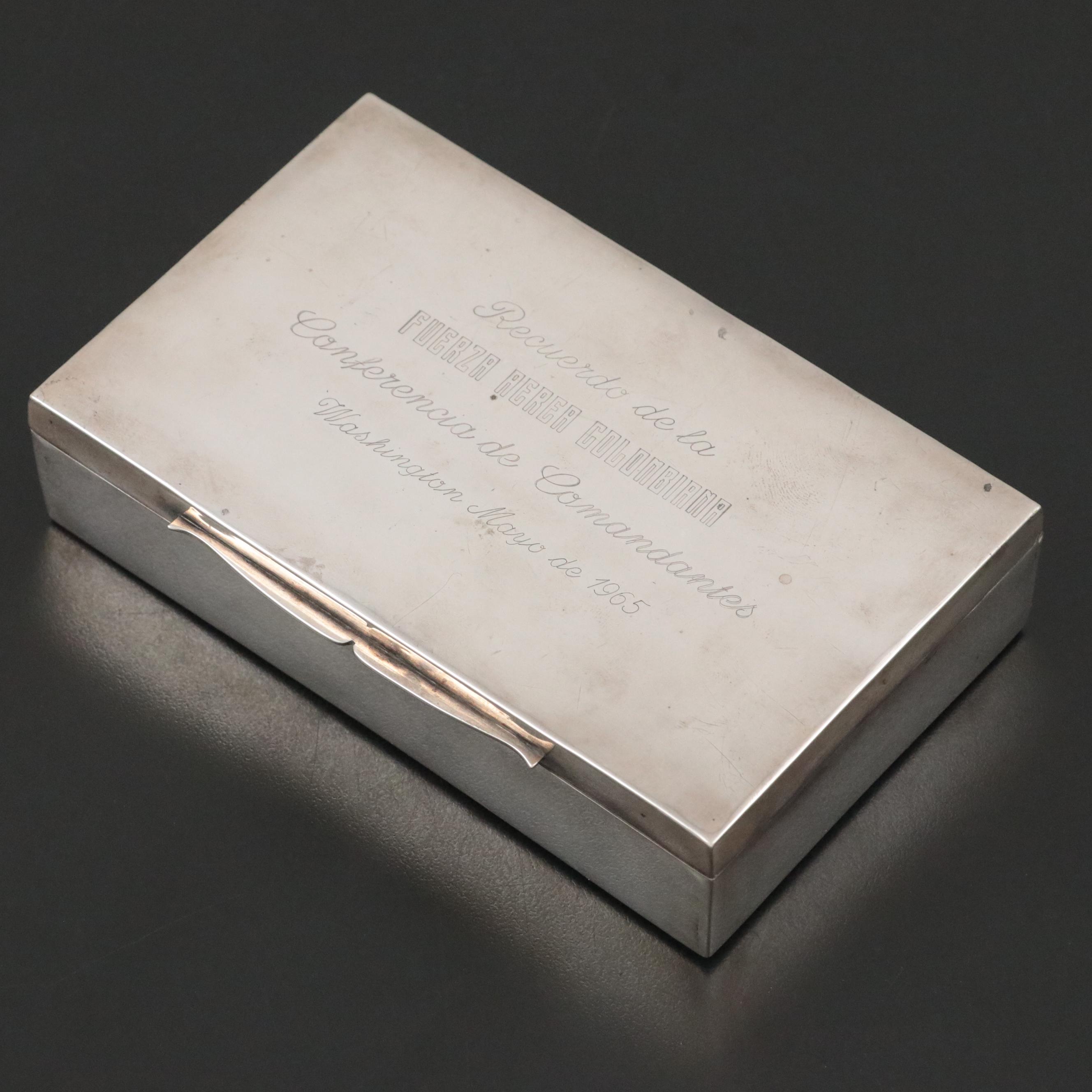 900 Silver Engraved Box with Souvenir Matchbooks