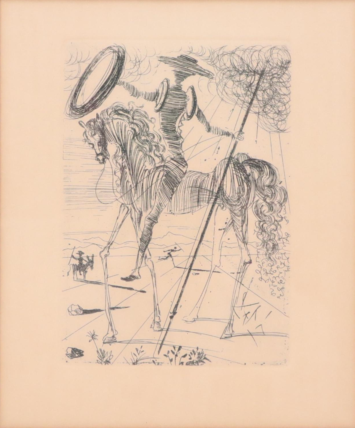 Salvador Dalí Second Edition Restrike Etching "Don Quixote"