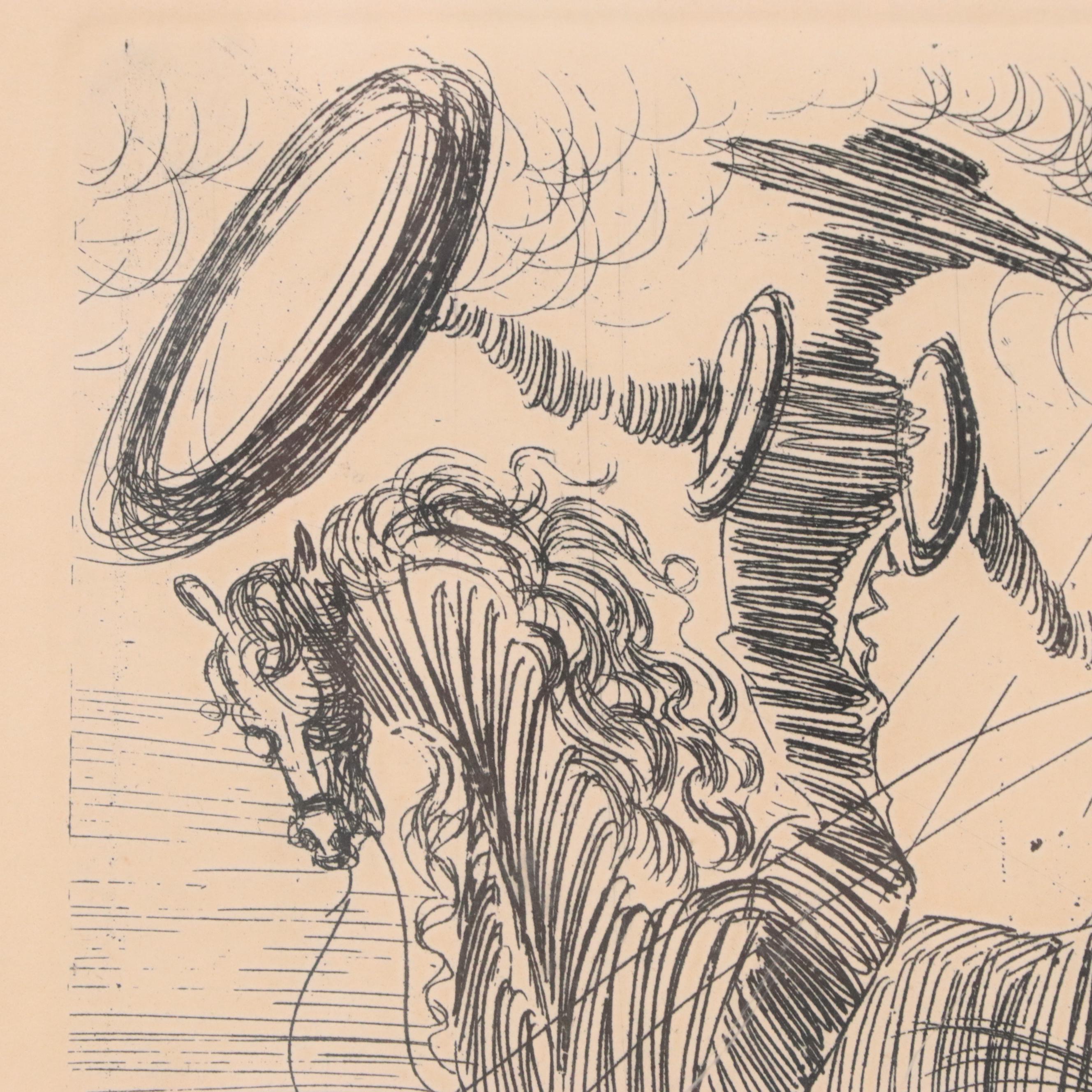 Salvador Dalí Second Edition Restrike Etching "Don Quixote"