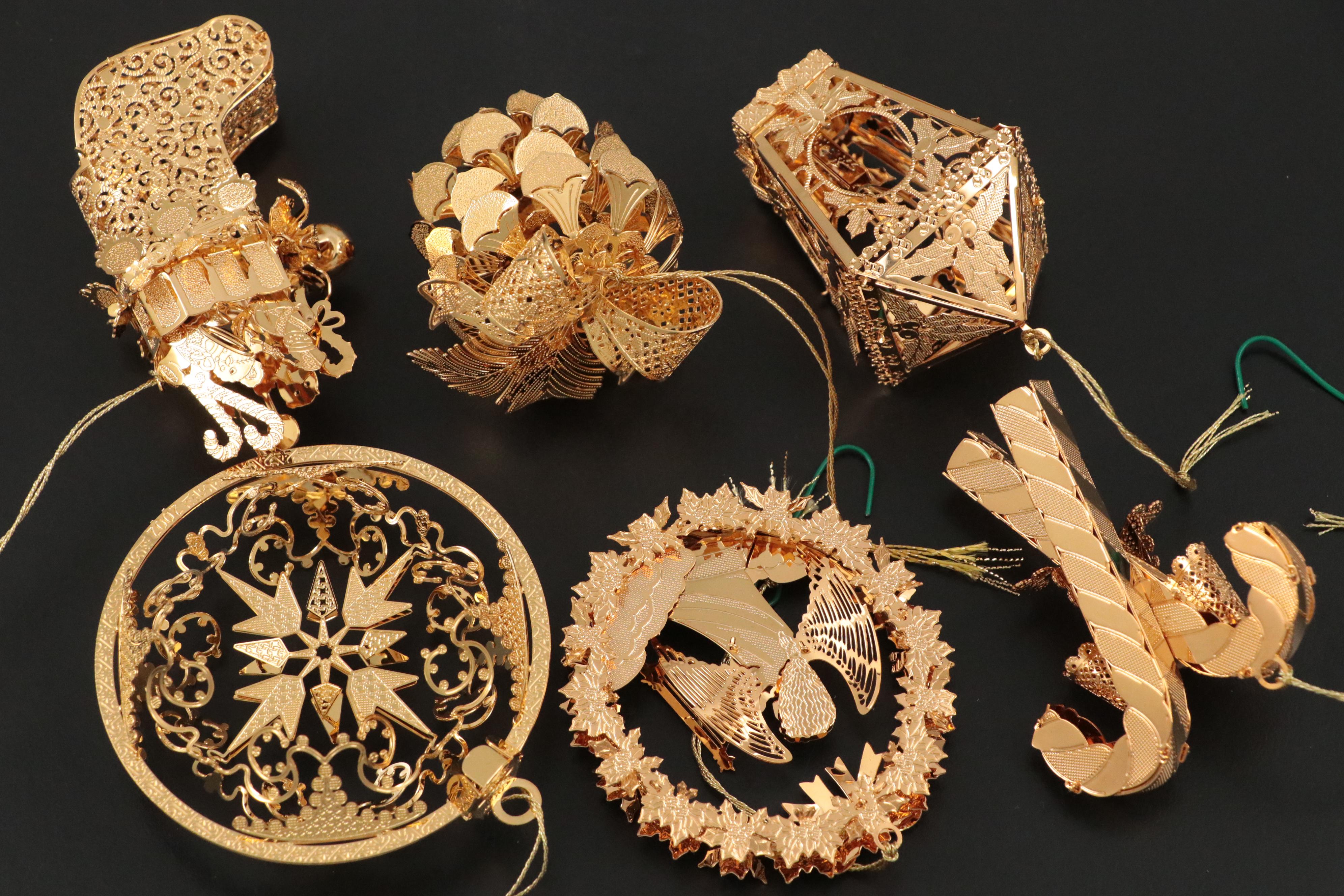 The Danbury Mint Gold Christmas Ornament Collection