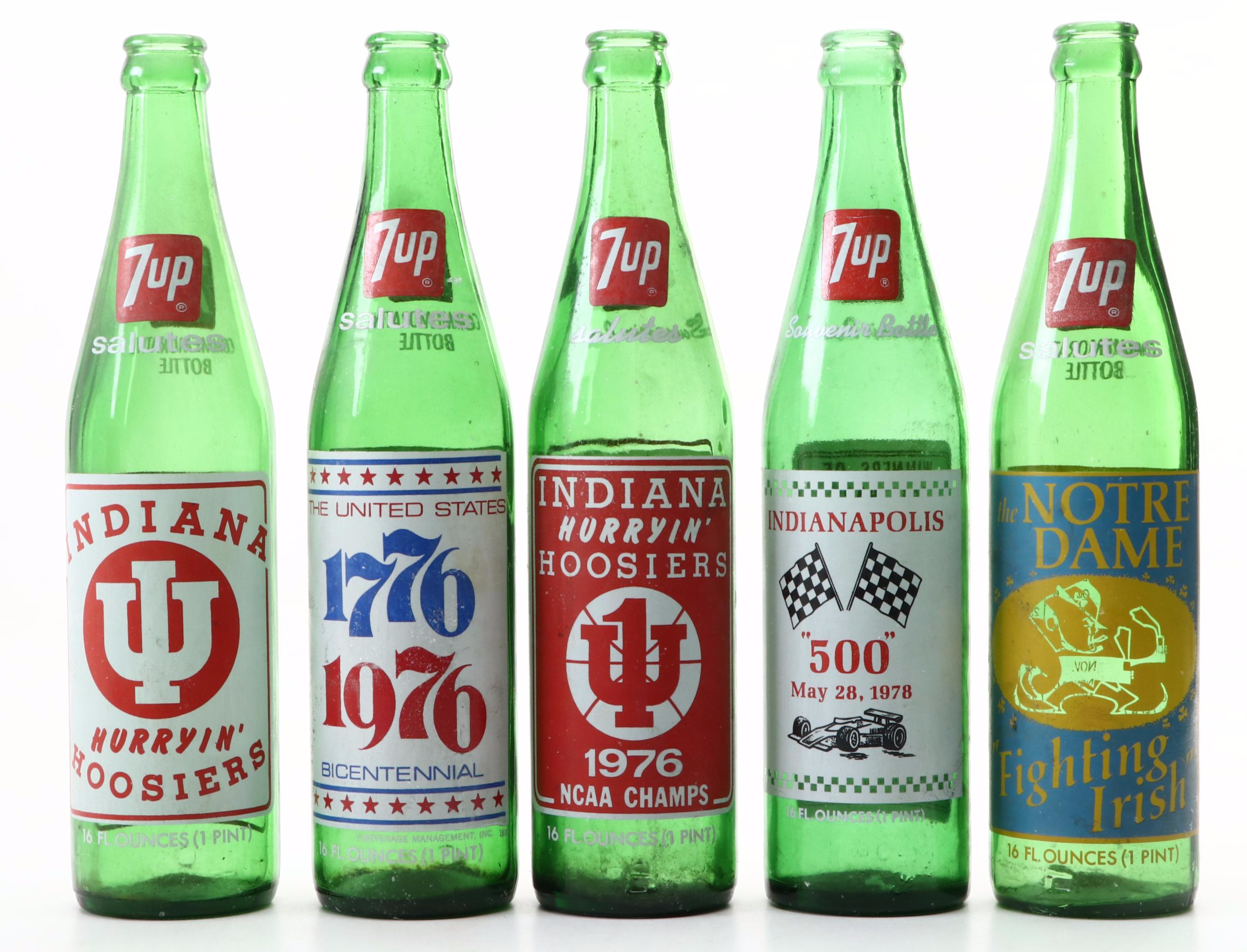 Notre Dame Fighting Irish, Indiana Hoosiers, and More Vintage 7UP Bottles