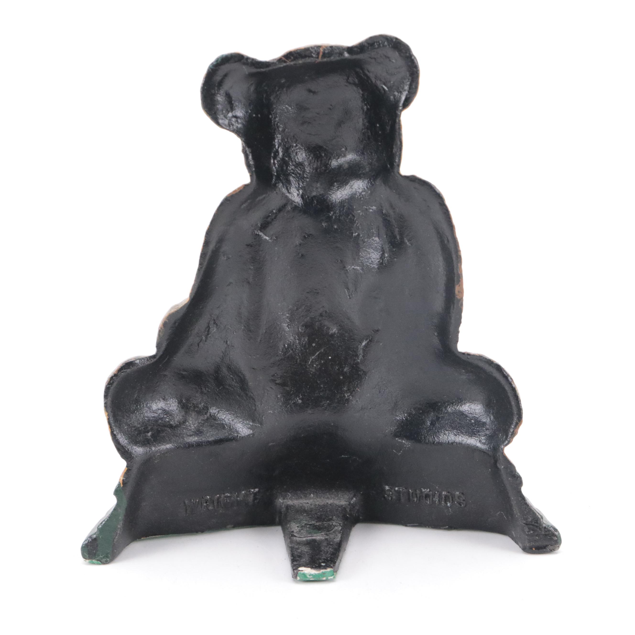 Wright Studios Painted Cast Iron Teddy Bear Doorstop with Decorative Boxes