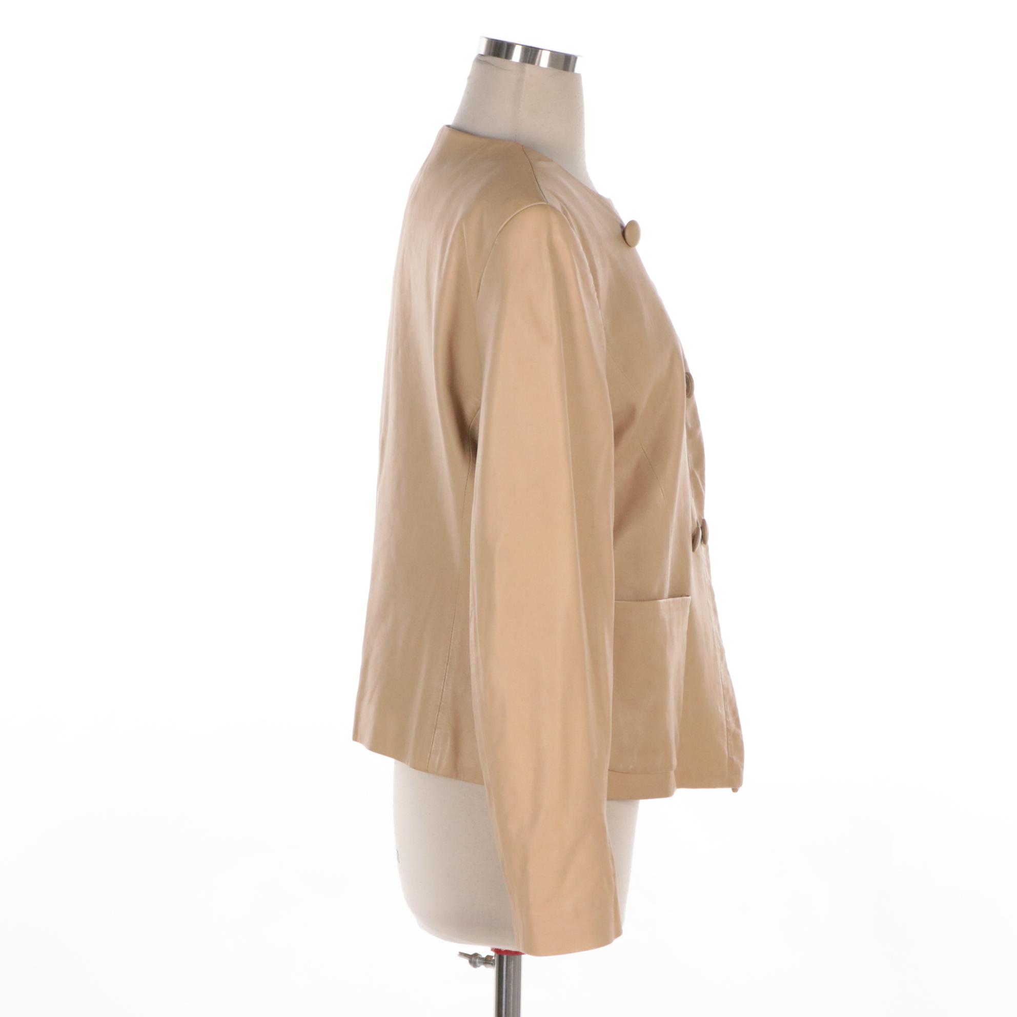 Lauren Ralph Lauren Beige Lambskin Leather Jacket